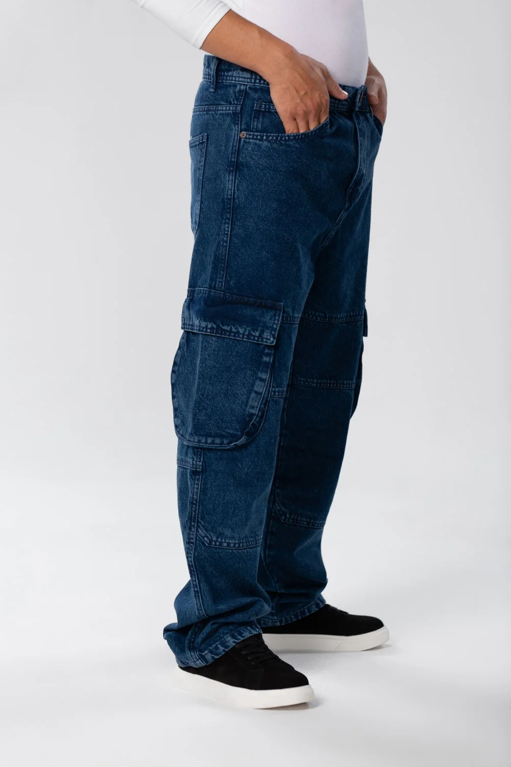 Men's Slim Fit Cargo Jeans Pants With Side Pockets - Image 7