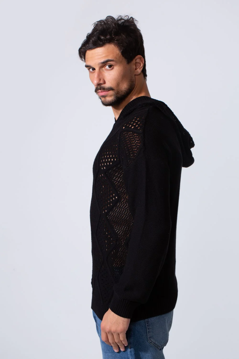 Men's Slim Fit Cotton Transparent Hood Pullover With Long Sleeves - Image 3
