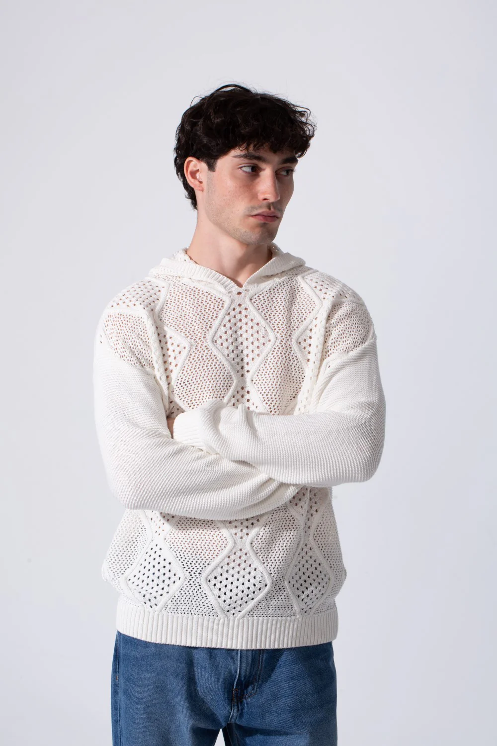 Men's Slim Fit Cotton Transparent Hood Pullover With Long Sleeves - Image 5