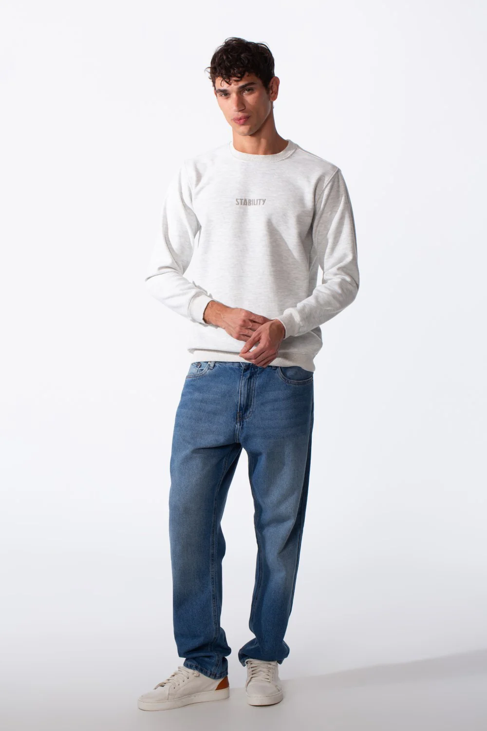 Men's Slim Fit Crew Neck Front Text Print Long Sleeve Sweatshirt - Image 11