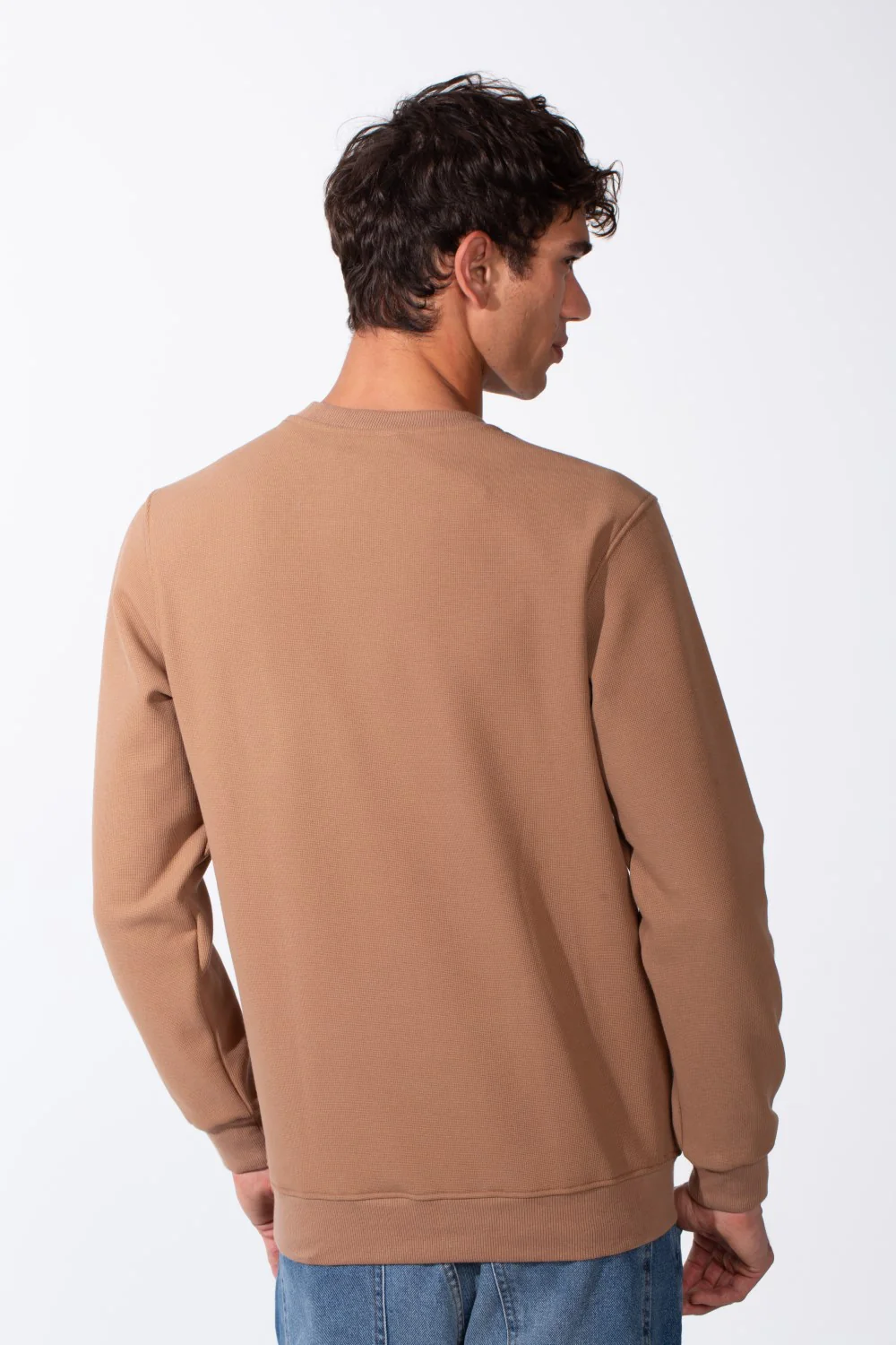 Men's Slim Fit Crew Neck Front Text Print Long Sleeve Sweatshirt - Image 2