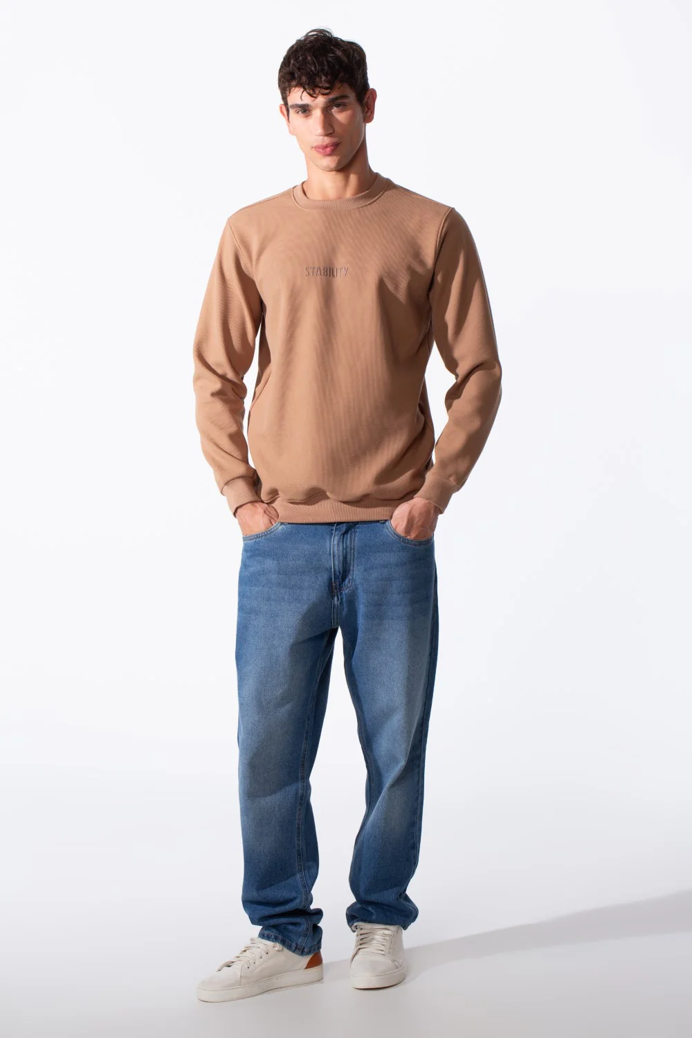Men's Slim Fit Crew Neck Front Text Print Long Sleeve Sweatshirt - Image 4