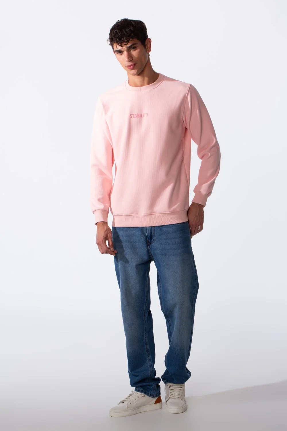 Men's Slim Fit Crew Neck Front Text Print Long Sleeve Sweatshirt - Image 7