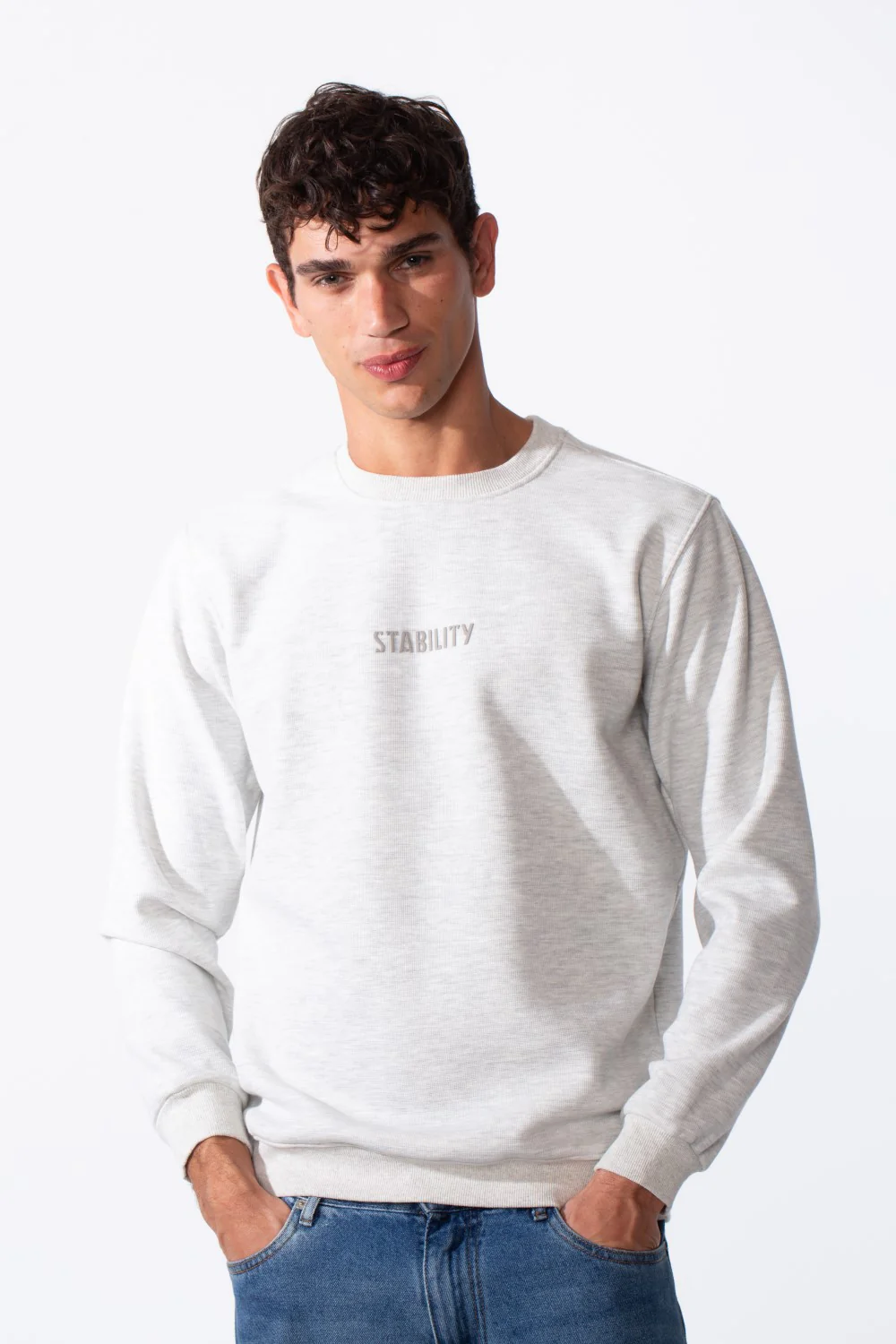 Men's Slim Fit Crew Neck Front Text Print Long Sleeve Sweatshirt - Image 9