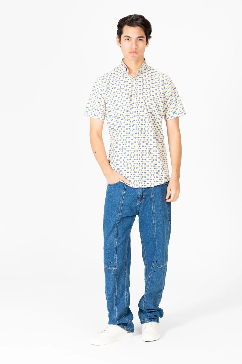 Men's Slim Fit Dotted Poplin Half sleeve Shirt - Image 8