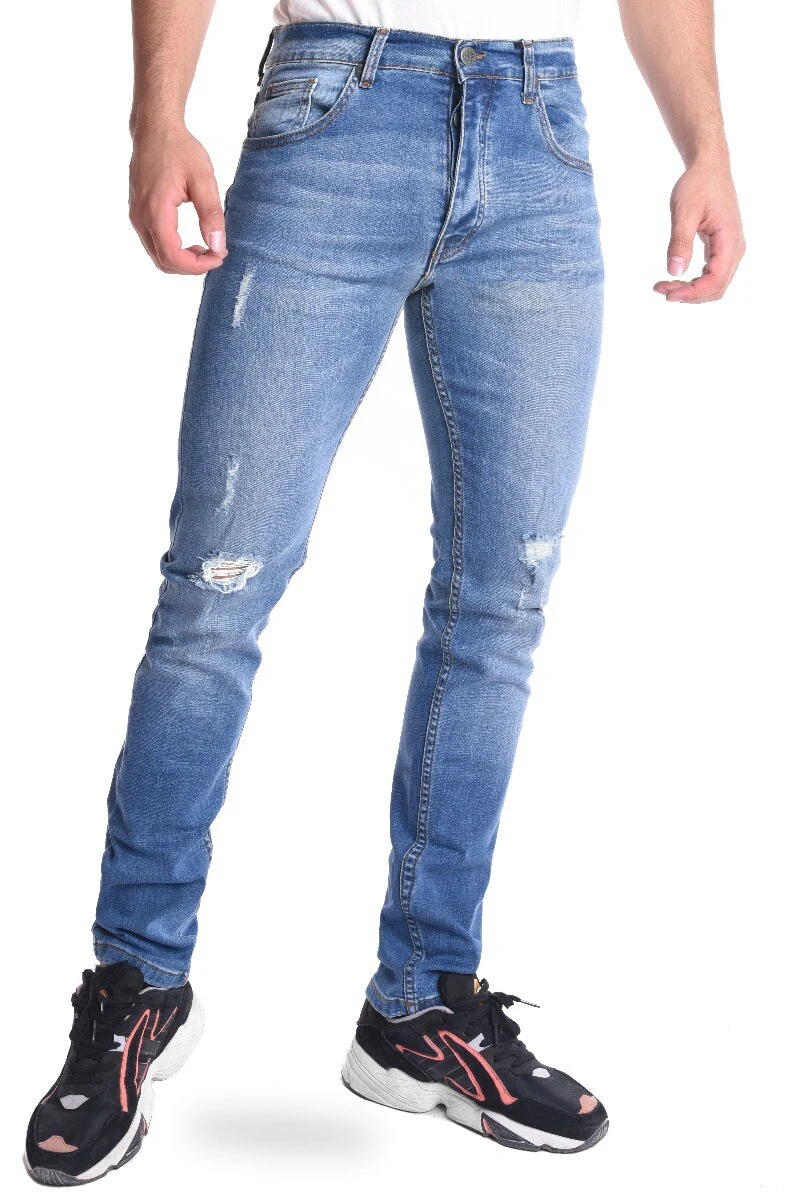 Men's Slim Fit Five Pockets cutting Straight Leg Jeans Pants - Image 3