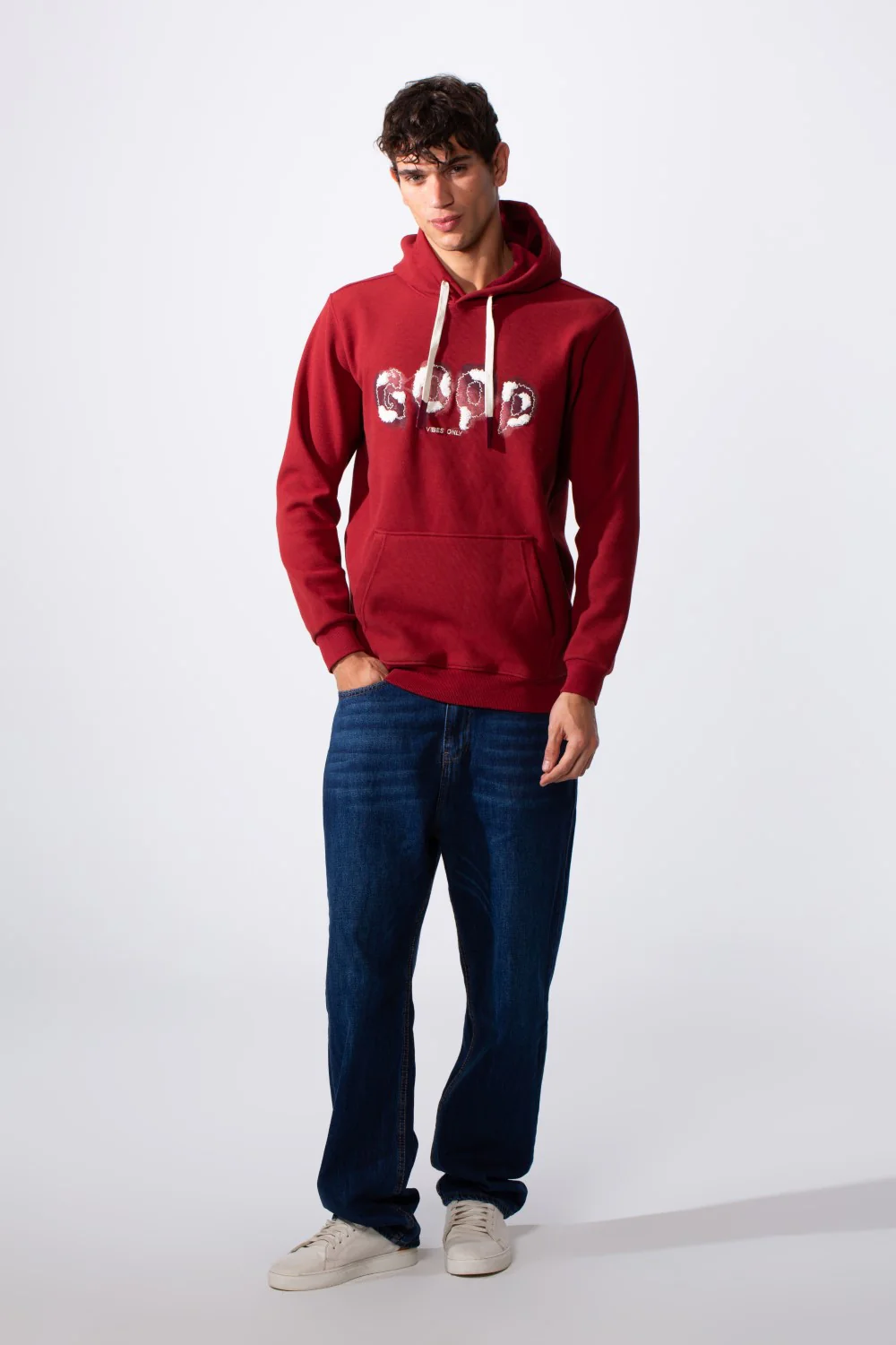 Men's Slim Fit Front Print Hood Sweatshirt With Kangaroo Pocket - Image 11