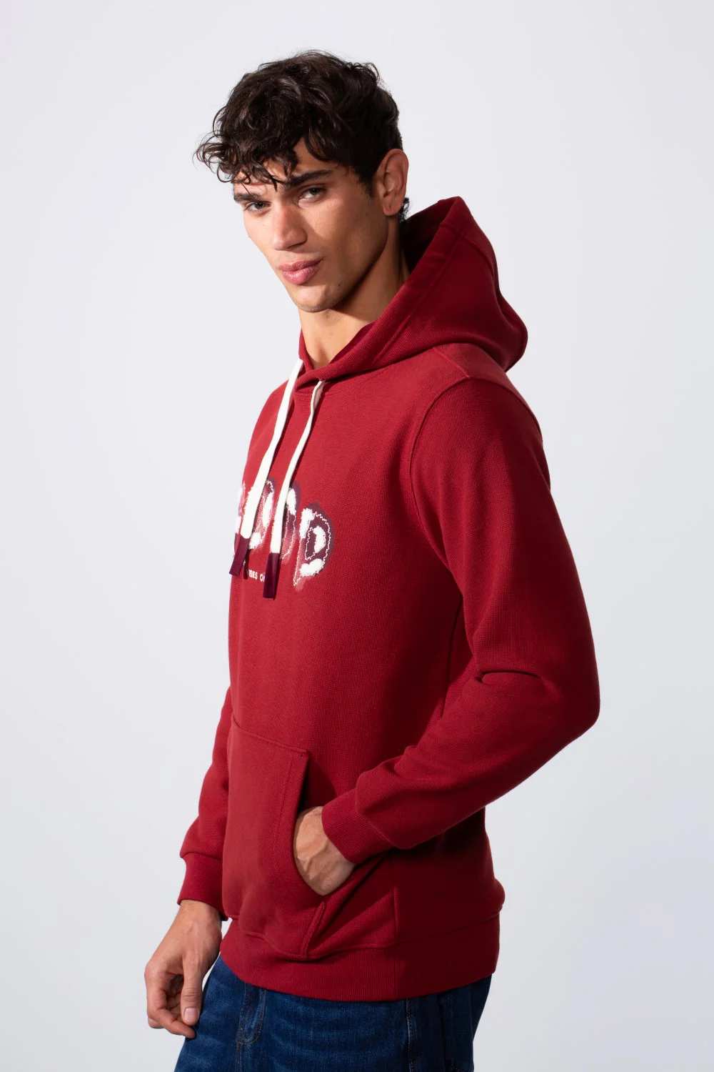 Men's Slim Fit Front Print Hood Sweatshirt With Kangaroo Pocket - Image 12