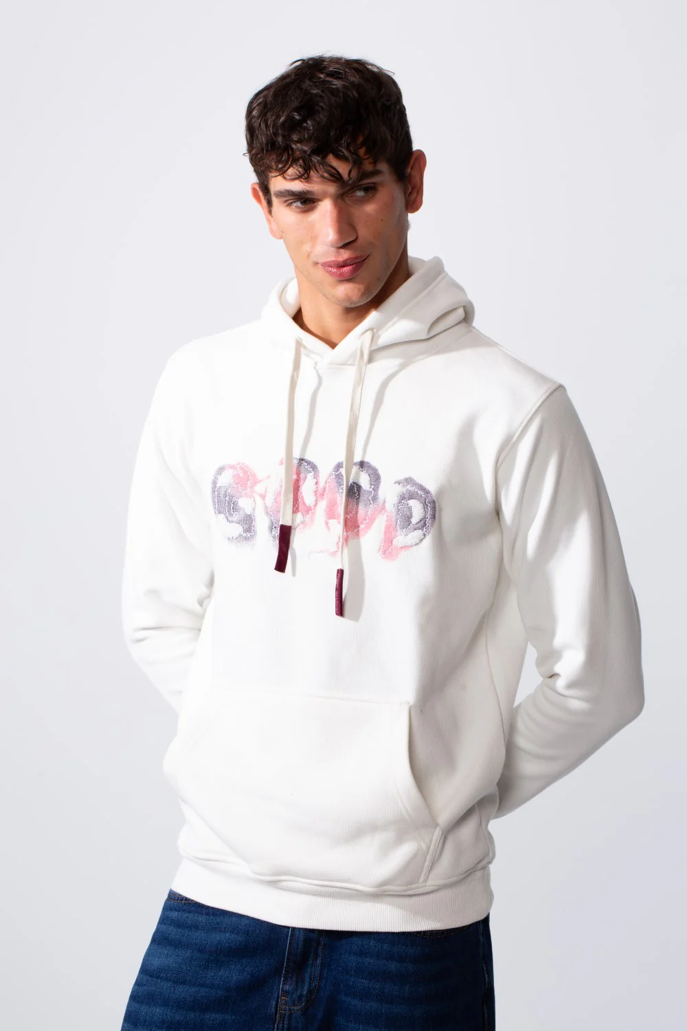 Men's Slim Fit Front Print Hood Sweatshirt With Kangaroo Pocket - Image 5
