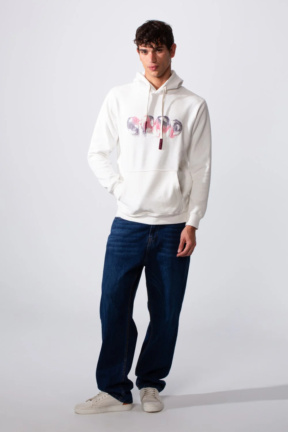 Men's Slim Fit Front Print Hood Sweatshirt With Kangaroo Pocket - Image 7