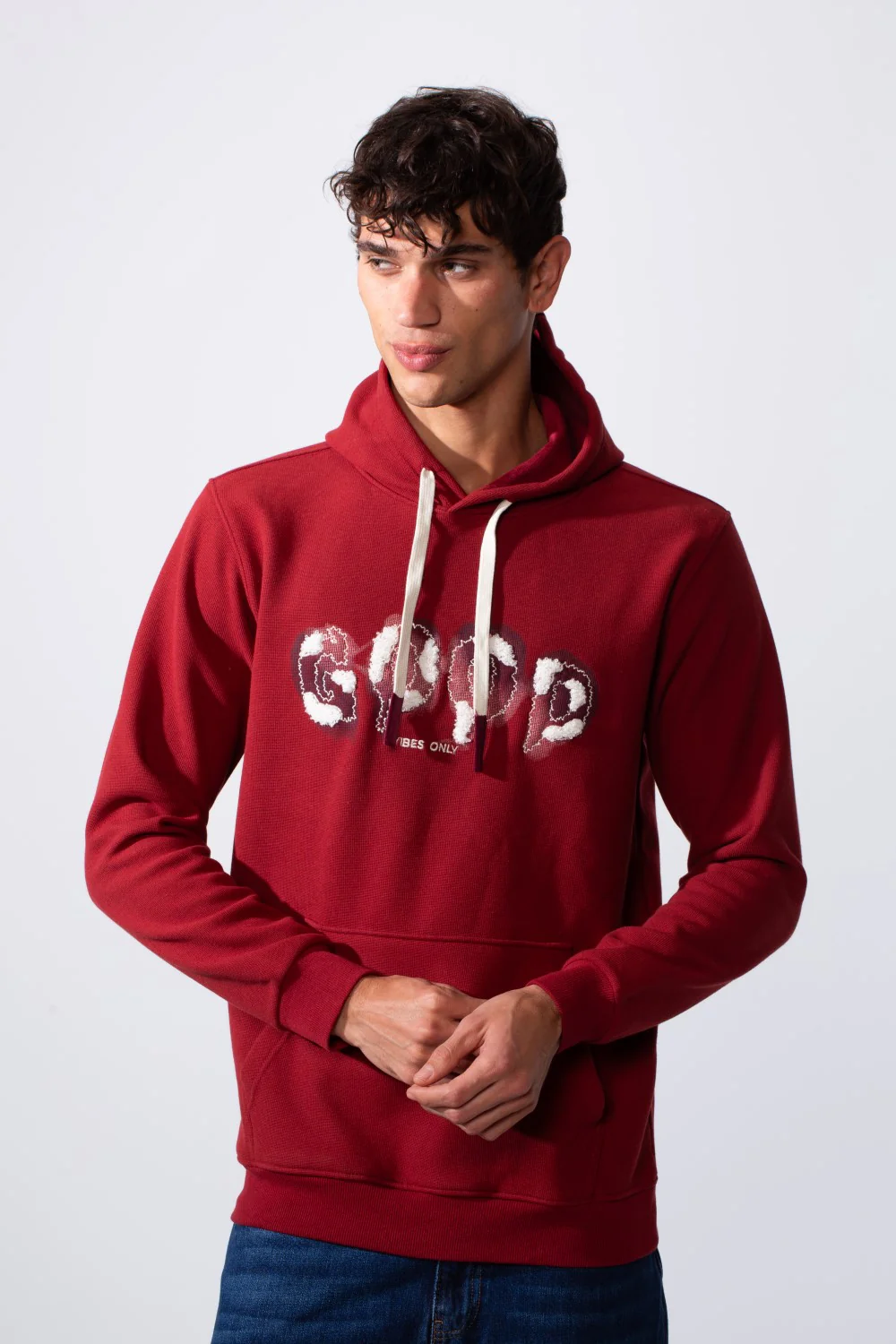 Men's Slim Fit Front Print Hood Sweatshirt With Kangaroo Pocket - Image 9