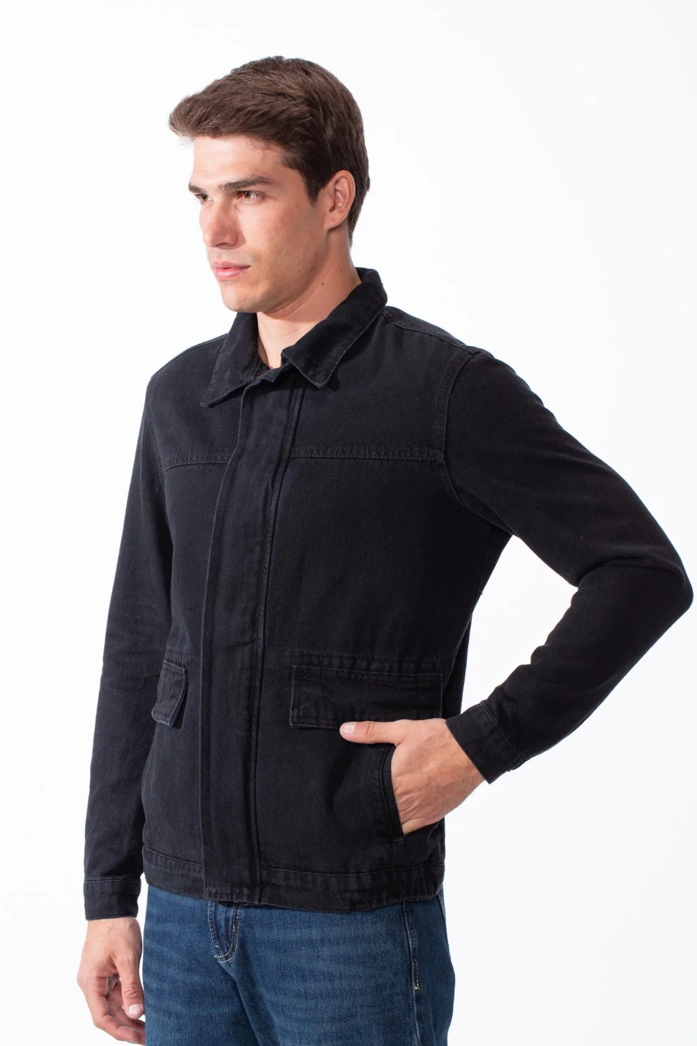 Men's Slim Fit Full Zip Long Sleeves Jeans Jacket With Pockets - Image 18