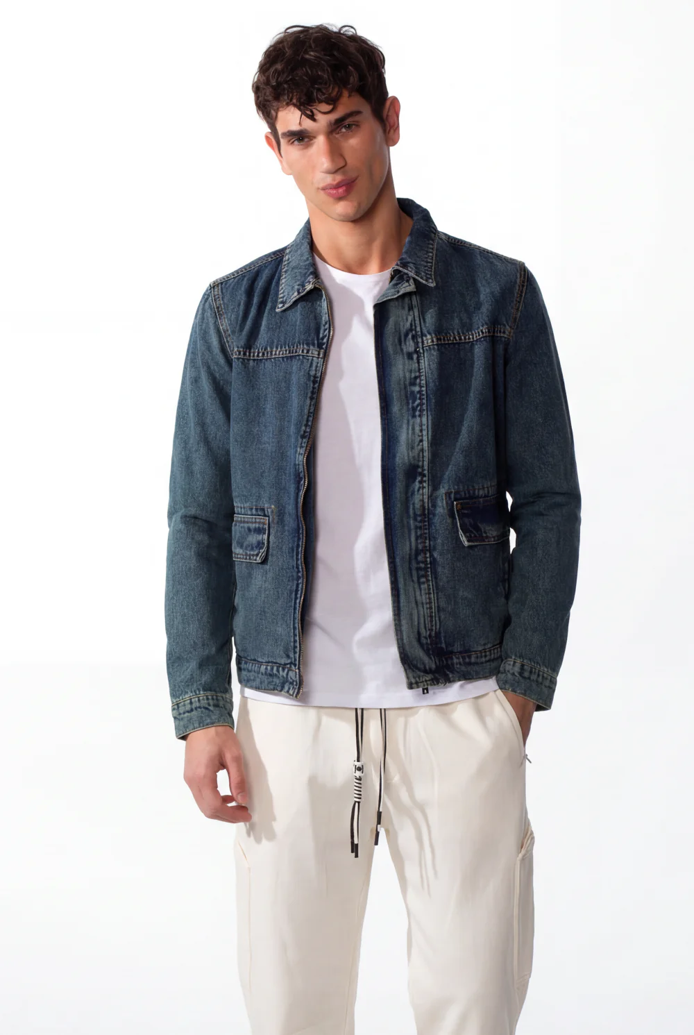 Men's Slim Fit Full Zip Long Sleeves Jeans Jacket With Pockets - Image 5