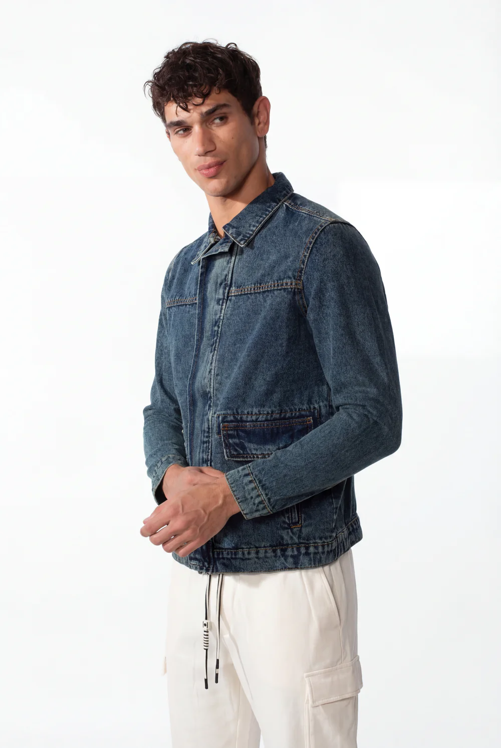 Men's Slim Fit Full Zip Long Sleeves Jeans Jacket With Pockets - Image 8