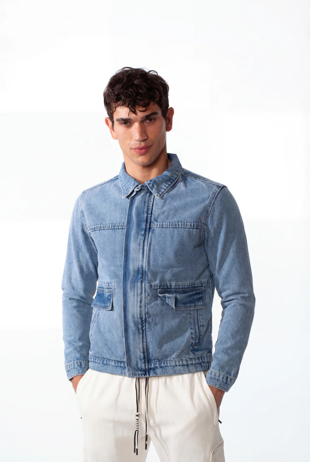 Men's Slim Fit Full Zip Long Sleeves Jeans Jacket With Pockets - Image 9