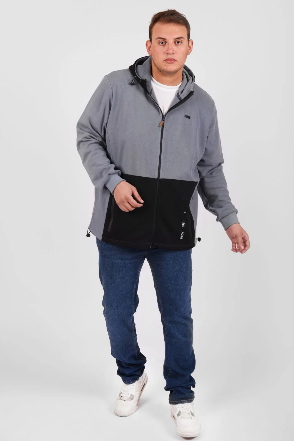 Men's Slim Fit Full Zipper Padded Soft Melton Multi Color Big Size Sweatshirt - Image 4
