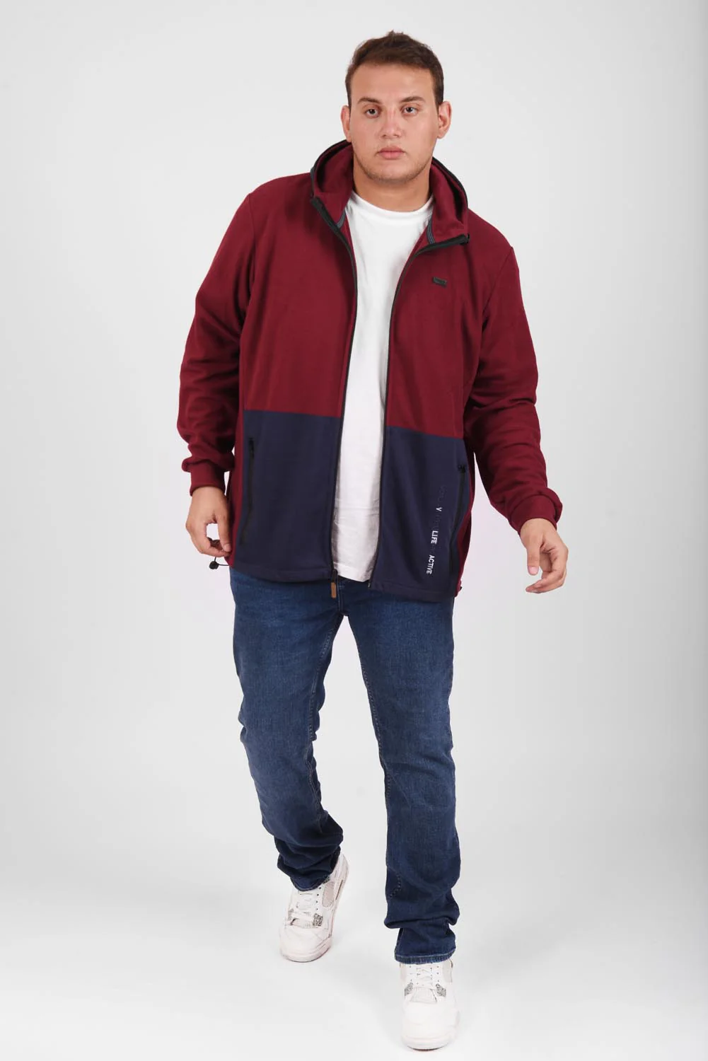 Men's Slim Fit Full Zipper Padded Soft Melton Multi Color Big Size Sweatshirt - Image 7