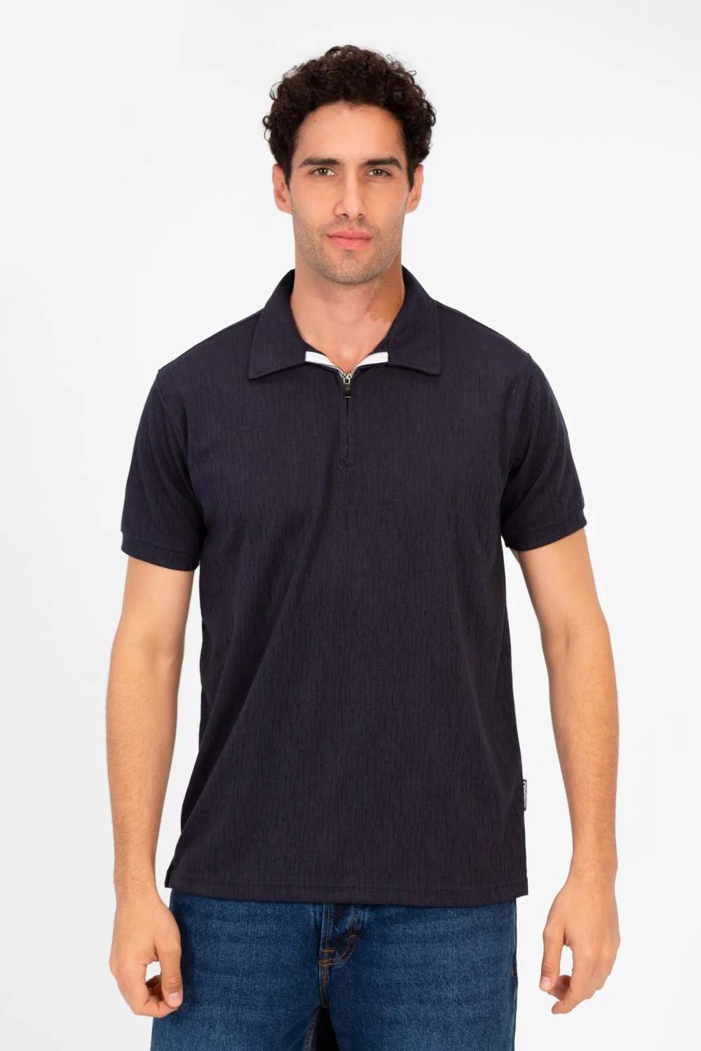 Men's Slim Fit Half Zip Polo T-Shirt