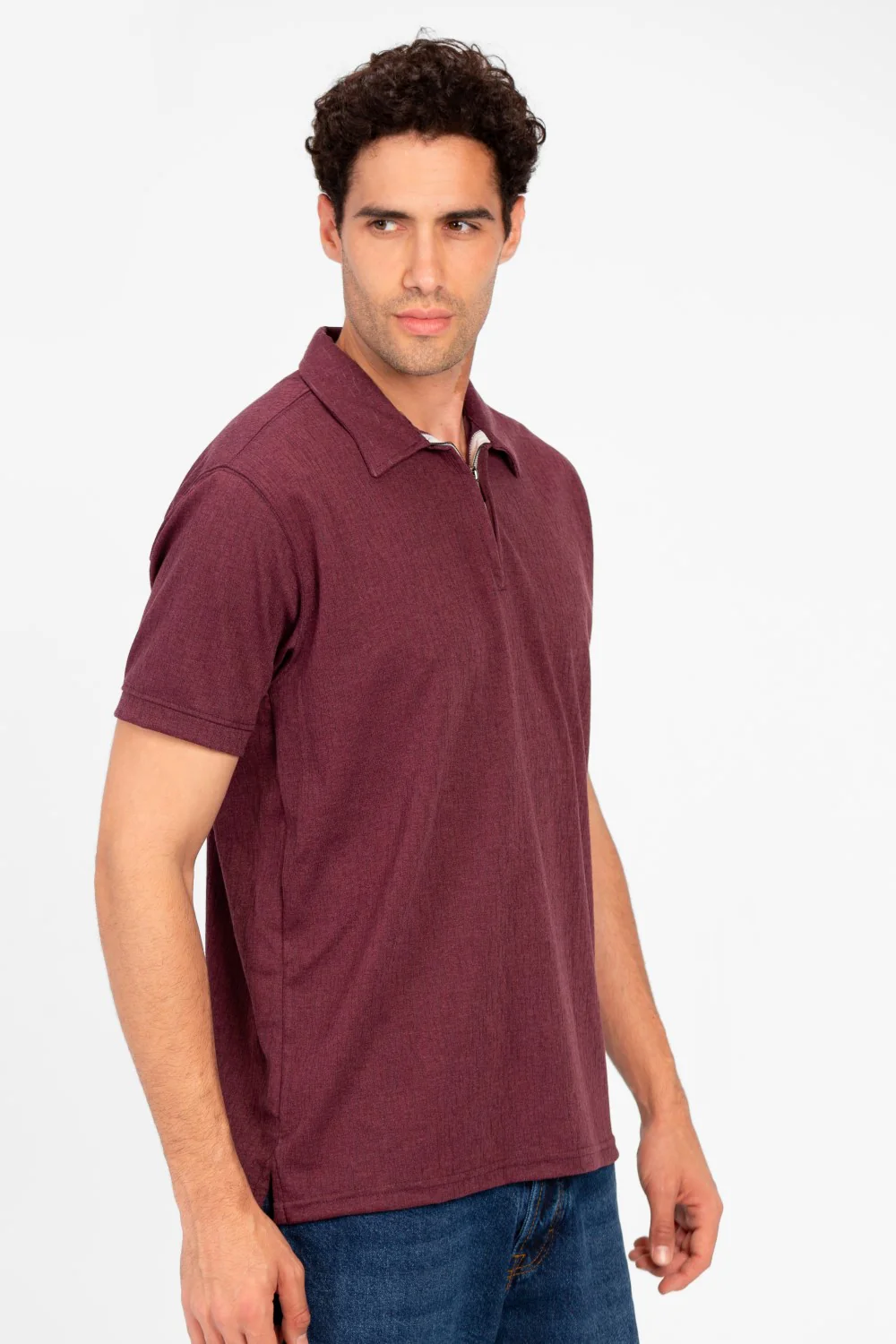 Men's Slim Fit Half Zip Polo T-Shirt - Image 11