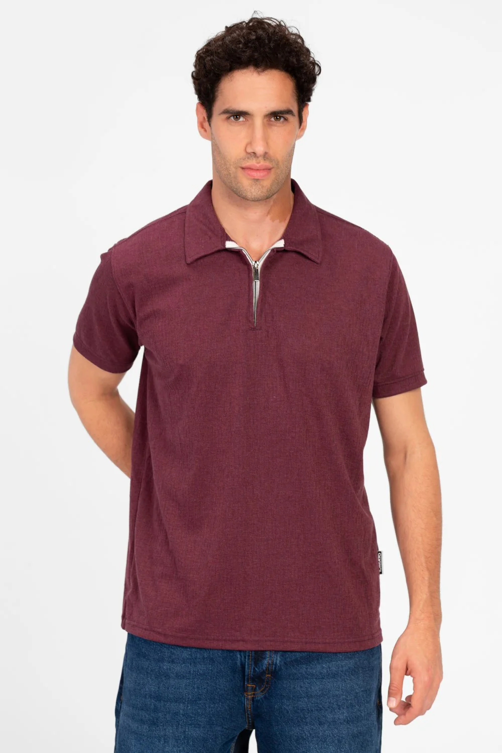 Men's Slim Fit Half Zip Polo T-Shirt - Image 9