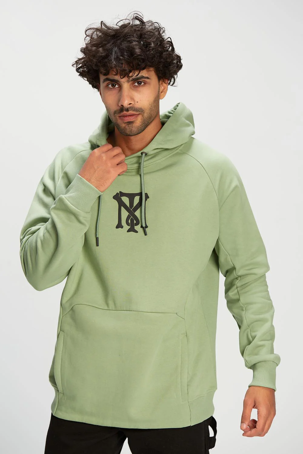 Men's Slim Fit Hooded Made Of Soft Melton Padded Front Printed Sweatshirt - Image 4