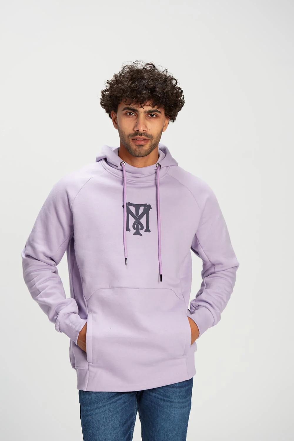 Men's Slim Fit Hooded Made Of Soft Melton Padded Front Printed Sweatshirt - Image 5