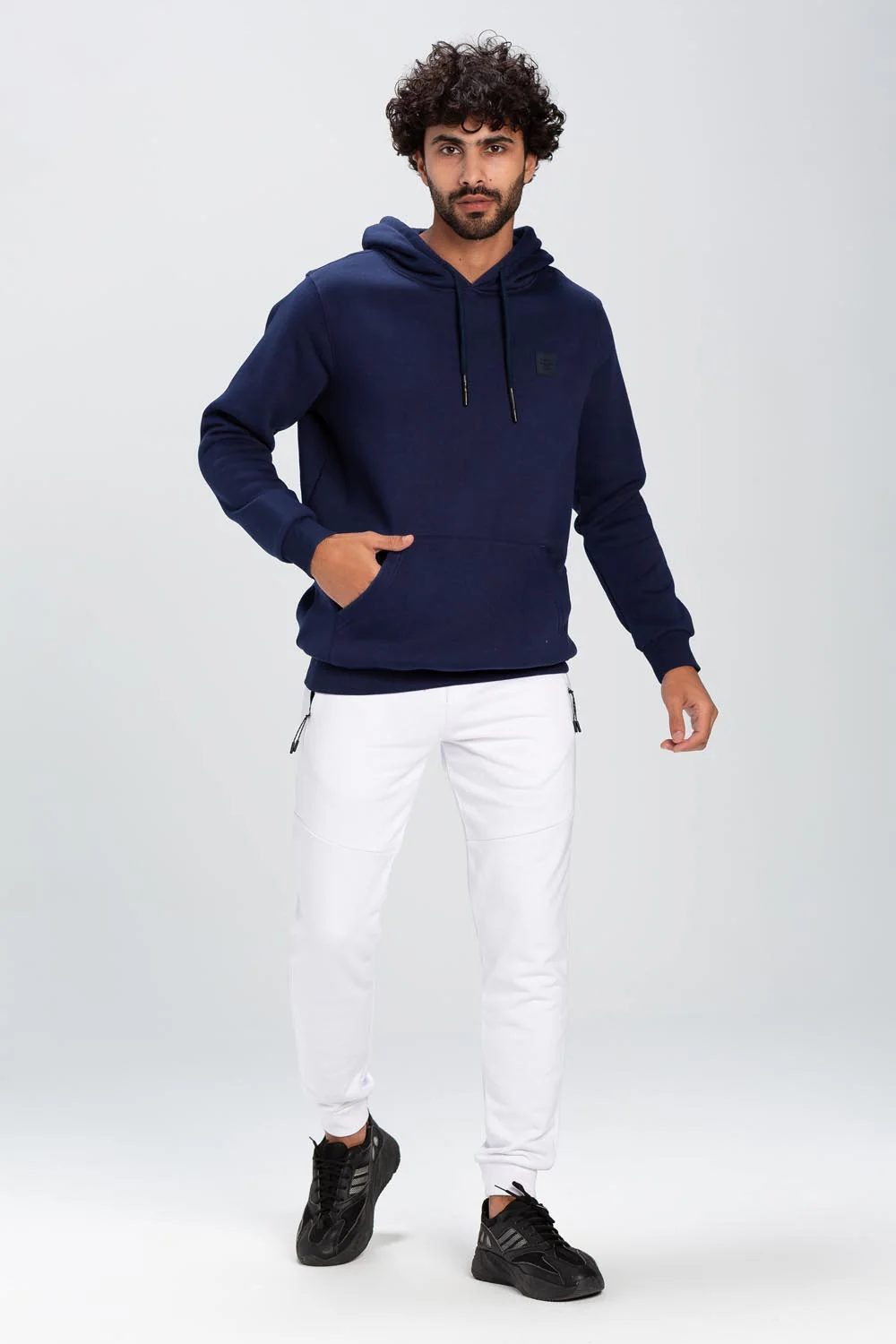 Men's Slim Fit Hoodie Made Of Comfort Melton Padded Front Printed Sweatshirt - Image 2