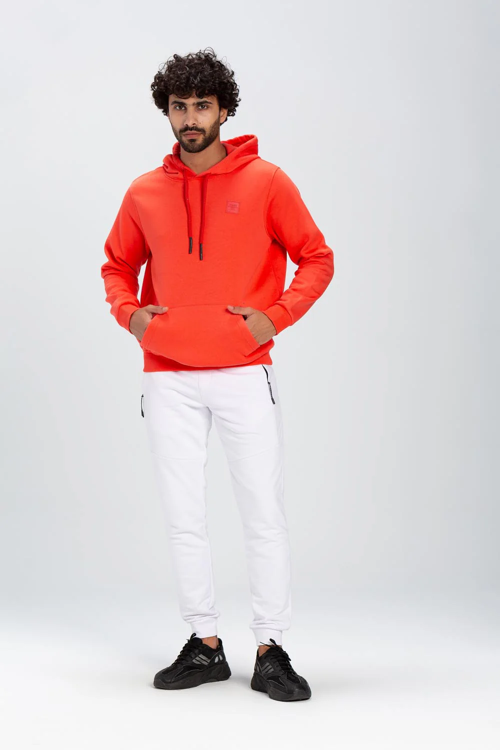 Men's Slim Fit Hoodie Made Of Comfort Melton Padded Front Printed Sweatshirt - Image 3