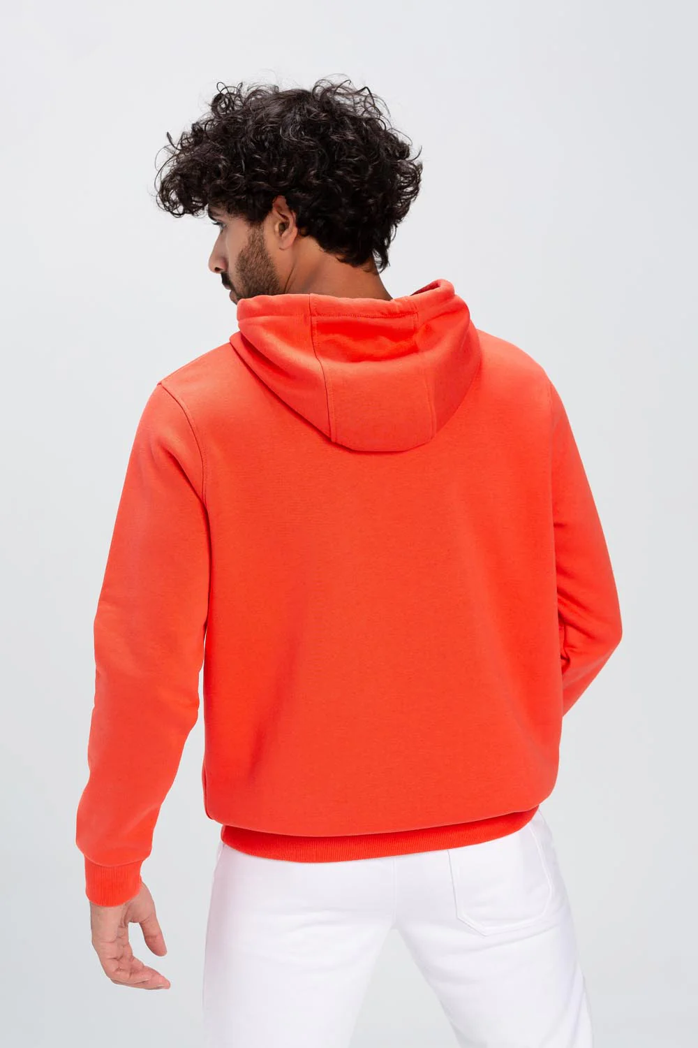 Men's Slim Fit Hoodie Made Of Comfort Melton Padded Front Printed Sweatshirt - Image 4
