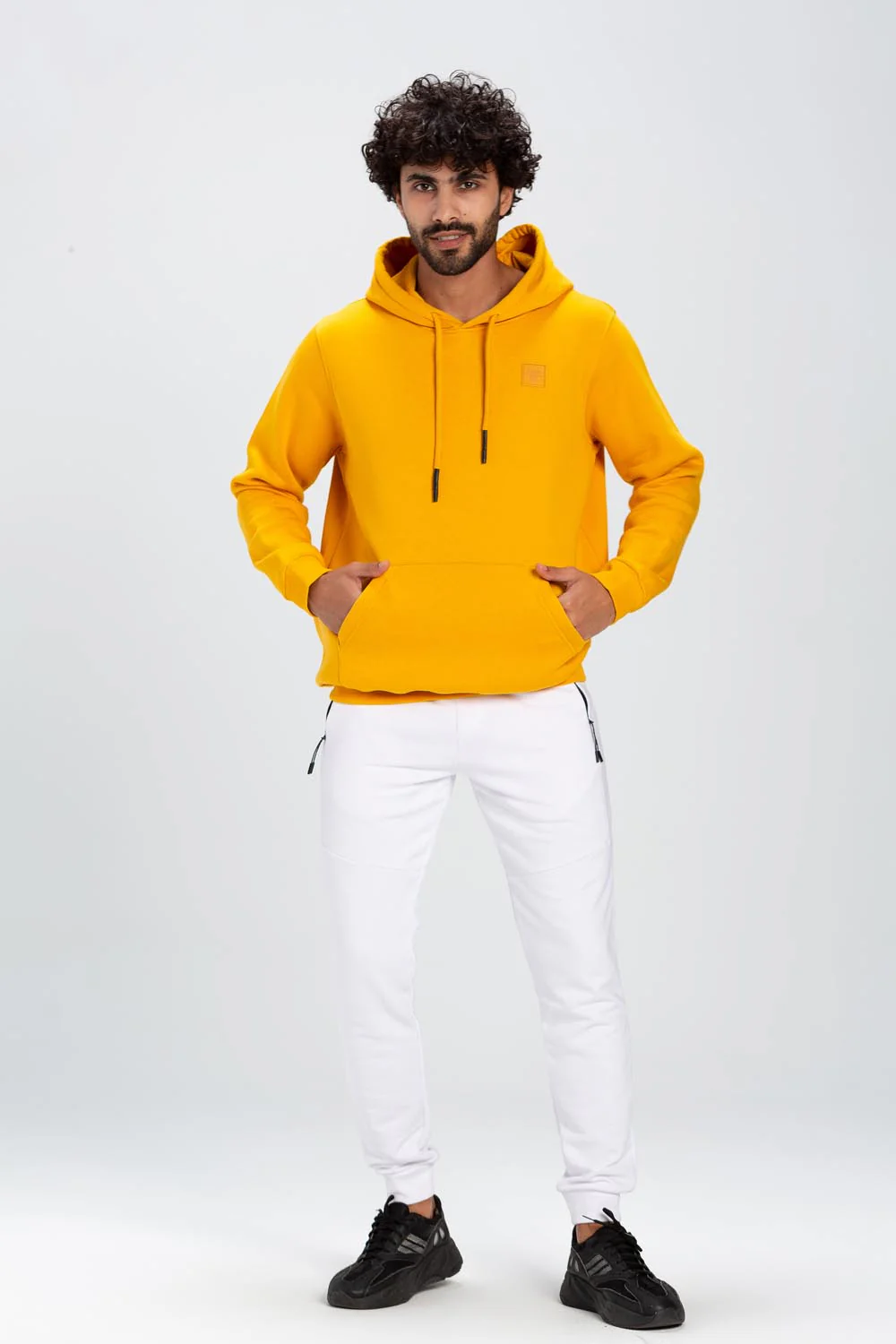 Men's Slim Fit Hoodie Made Of Comfort Melton Padded Front Printed Sweatshirt - Image 6