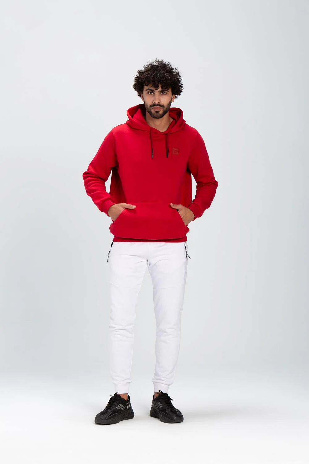 Men's Slim Fit Hoodie Made Of Comfort Melton Padded Front Printed Sweatshirt - Image 9