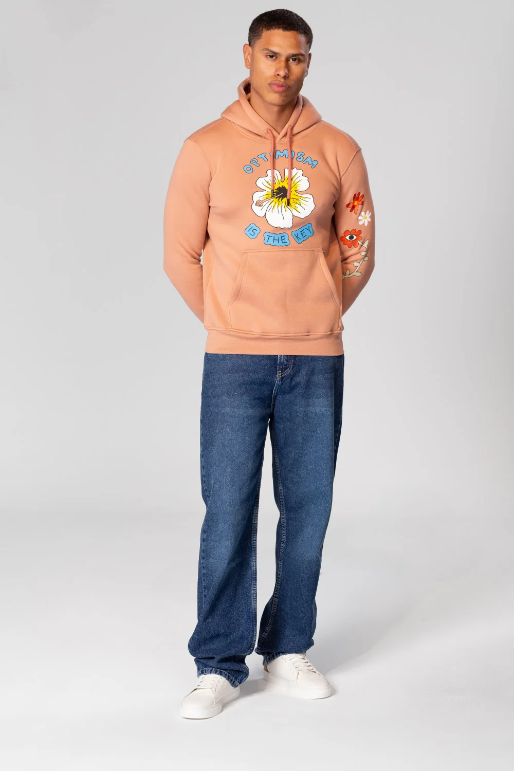 Men's Slim Fit Hoodie Sweatshirt With Print On The Front And Shoulder - Image 4