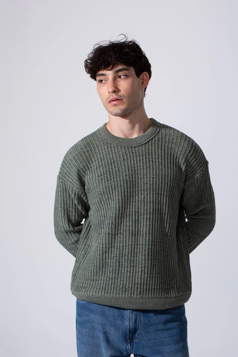 Men's Slim Fit Jakar Cotton Pullover With A Round Neck And Long Sleeves - Image 5