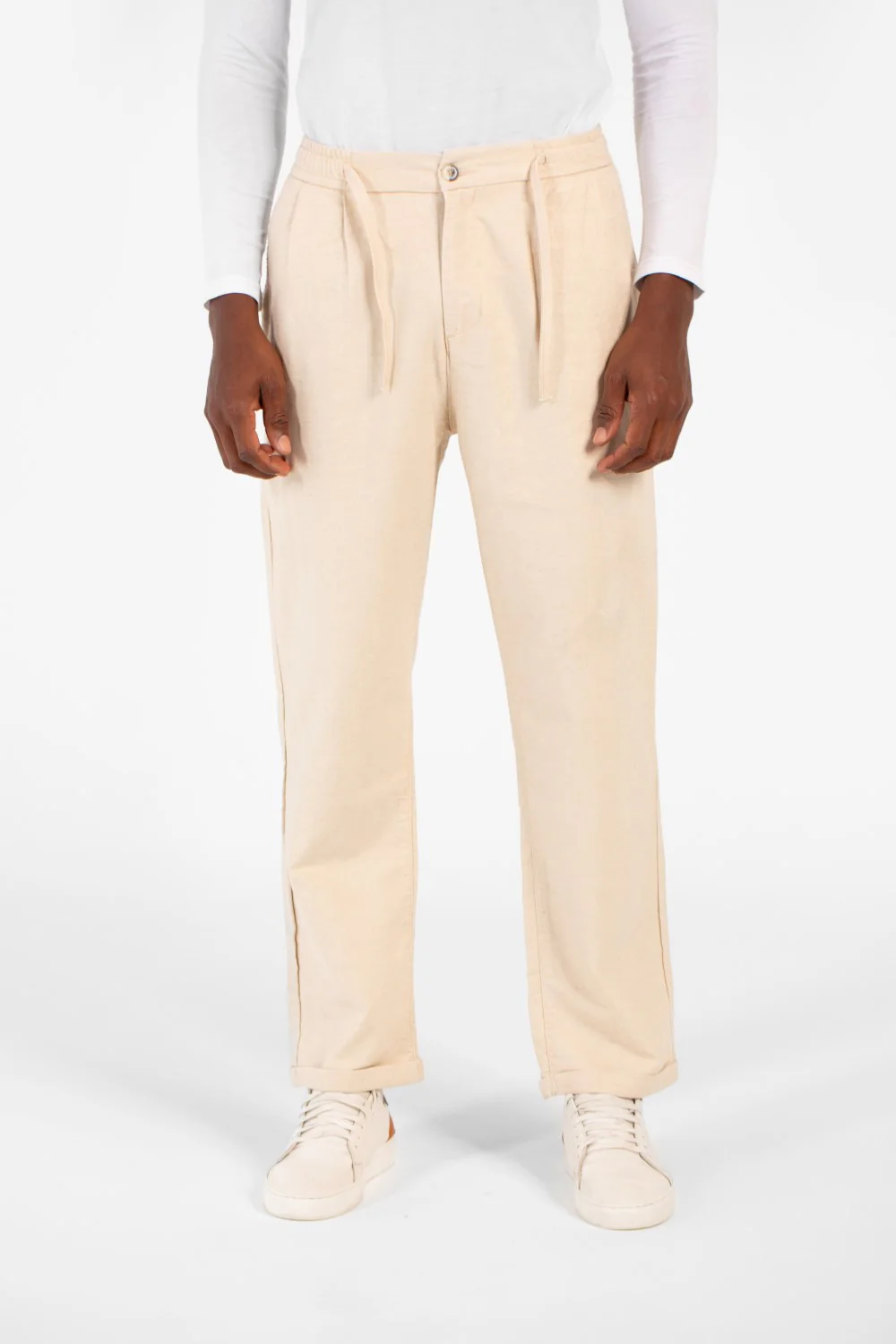 Men's Slim Fit Linen Drawstring Waist Pants High Quality Material With Pockets
