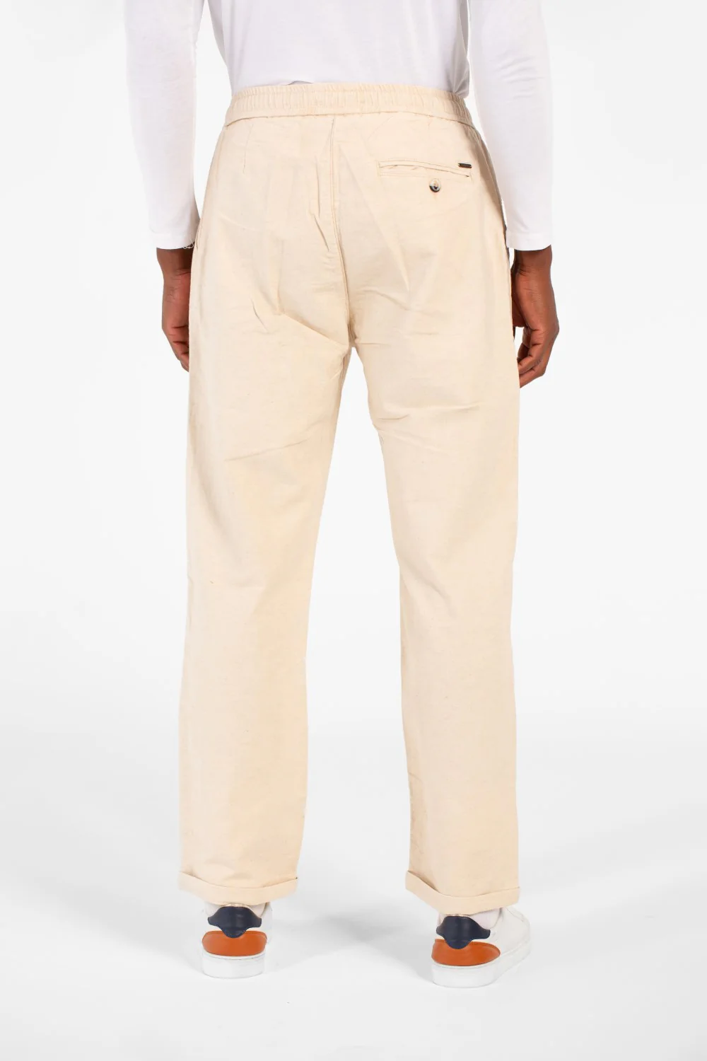 Men's Slim Fit Linen Drawstring Waist Pants High Quality Material With Pockets - Image 2