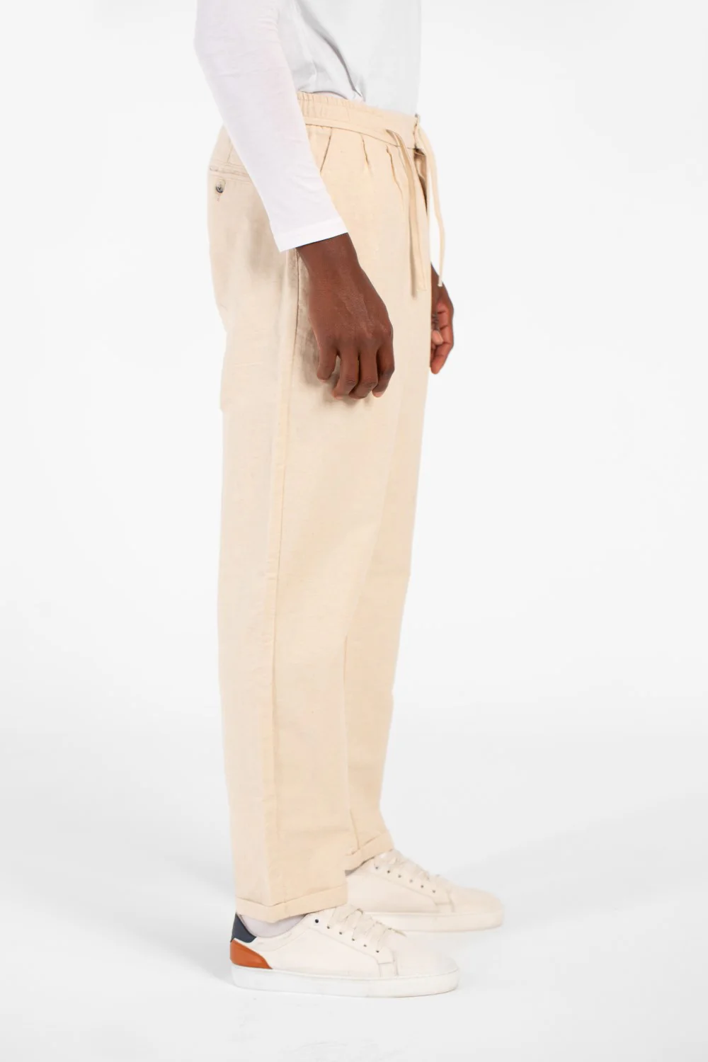 Men's Slim Fit Linen Drawstring Waist Pants High Quality Material With Pockets - Image 3