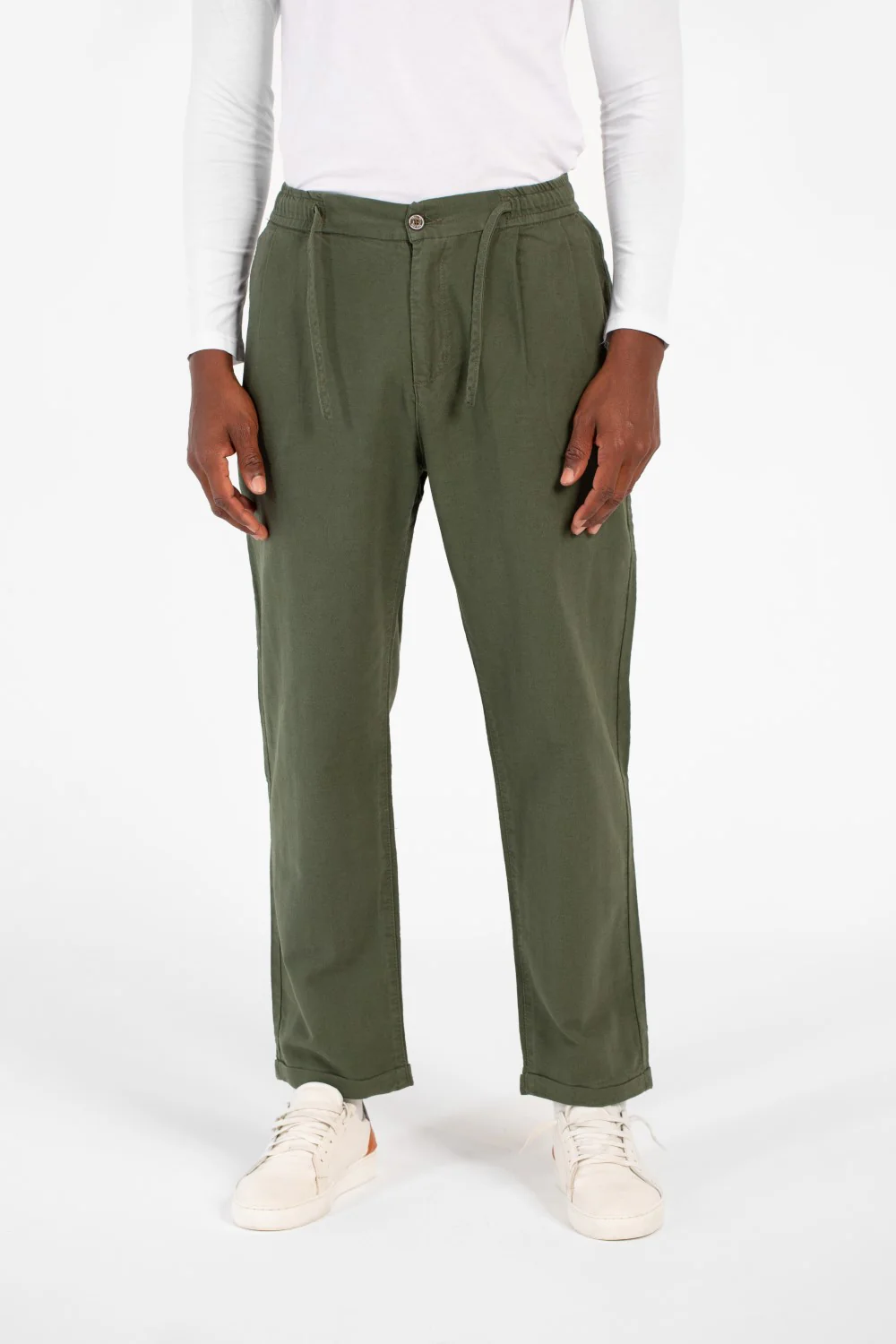Men's Slim Fit Linen Drawstring Waist Pants High Quality Material With Pockets - Image 5