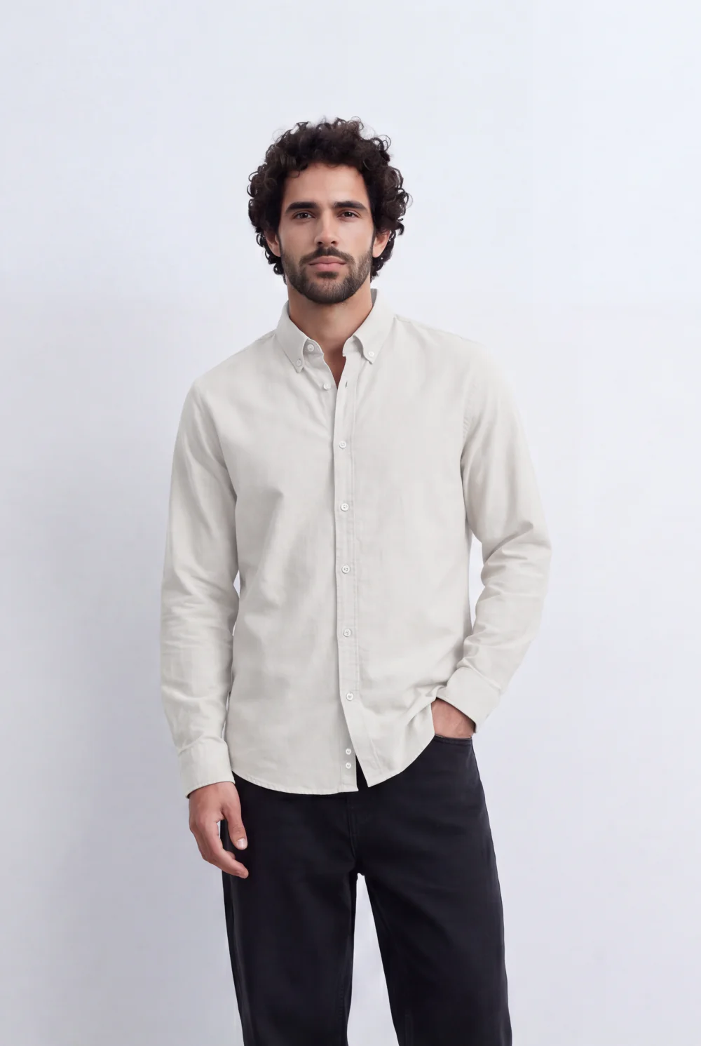 Men's Slim Fit Long Sleeve Button-Down Shirt Minimal Tomato Store Clean Design Smart Everyday Essential