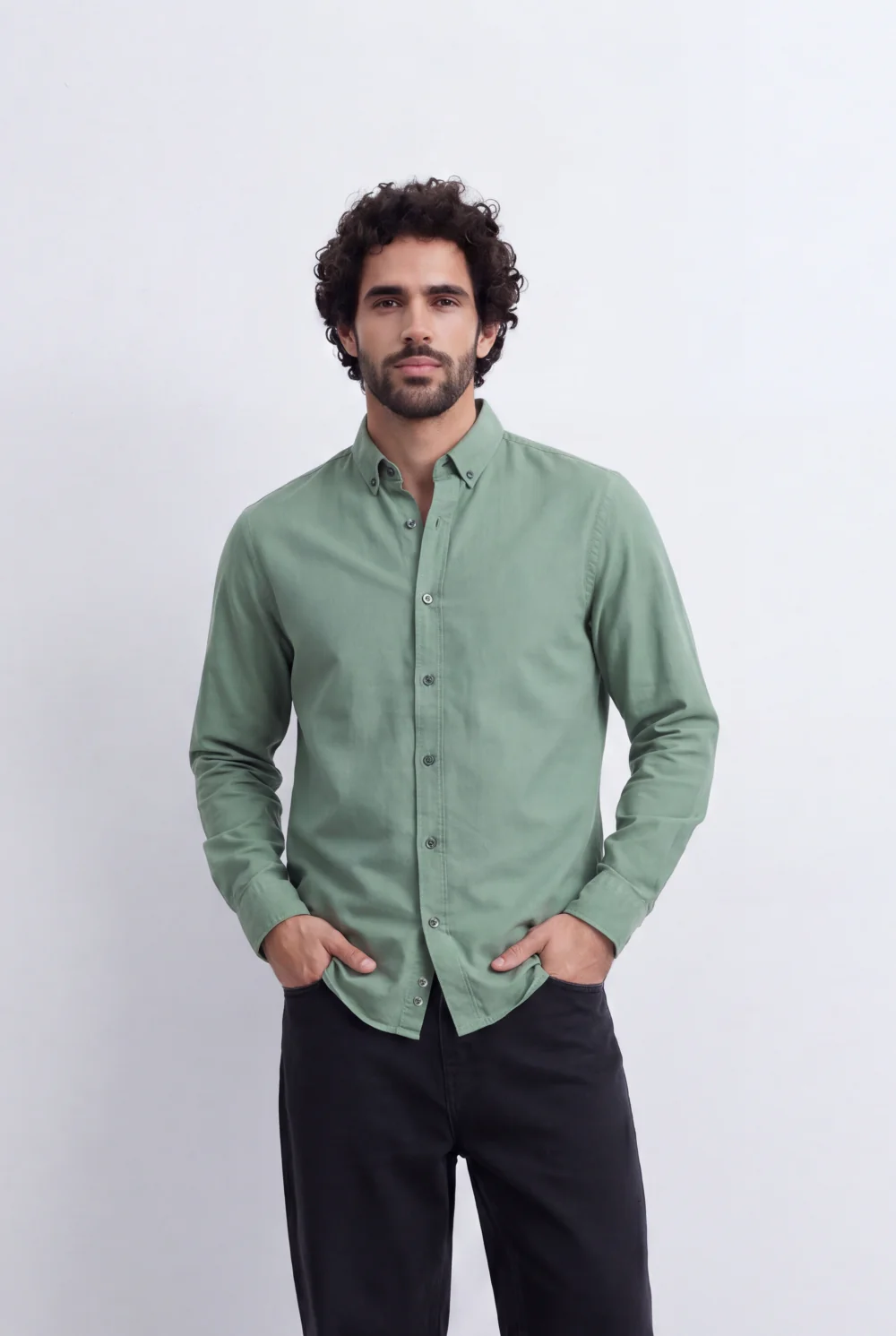 Men's Slim Fit Long Sleeve Button-Down Shirt Minimal Tomato Store Clean Design Smart Everyday Essential - Image 21