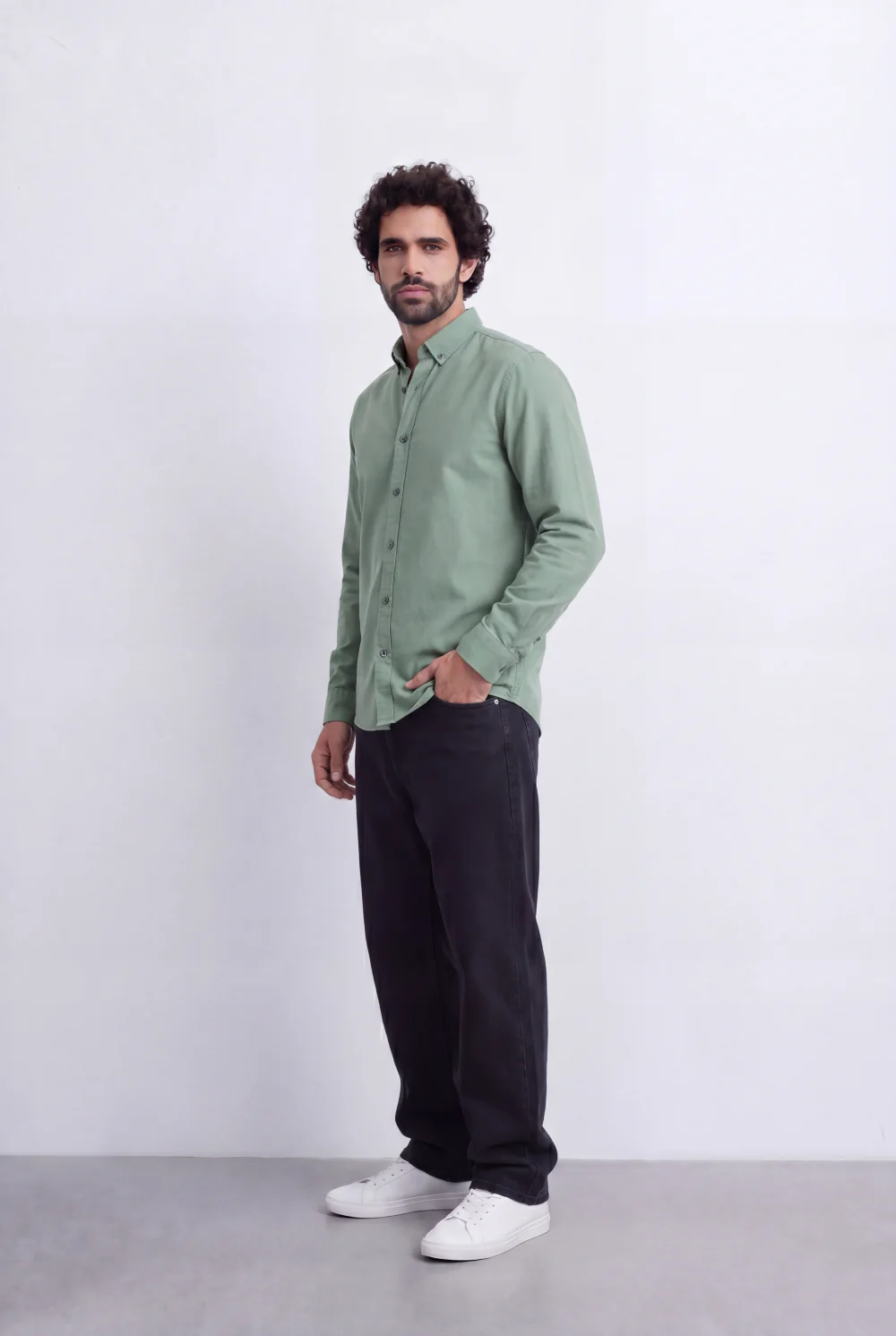 Men's Slim Fit Long Sleeve Button-Down Shirt Minimal Tomato Store Clean Design Smart Everyday Essential - Image 24