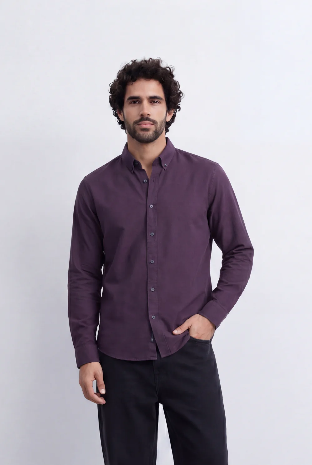 Men's Slim Fit Long Sleeve Button-Down Shirt Minimal Tomato Store Clean Design Smart Everyday Essential - Image 29
