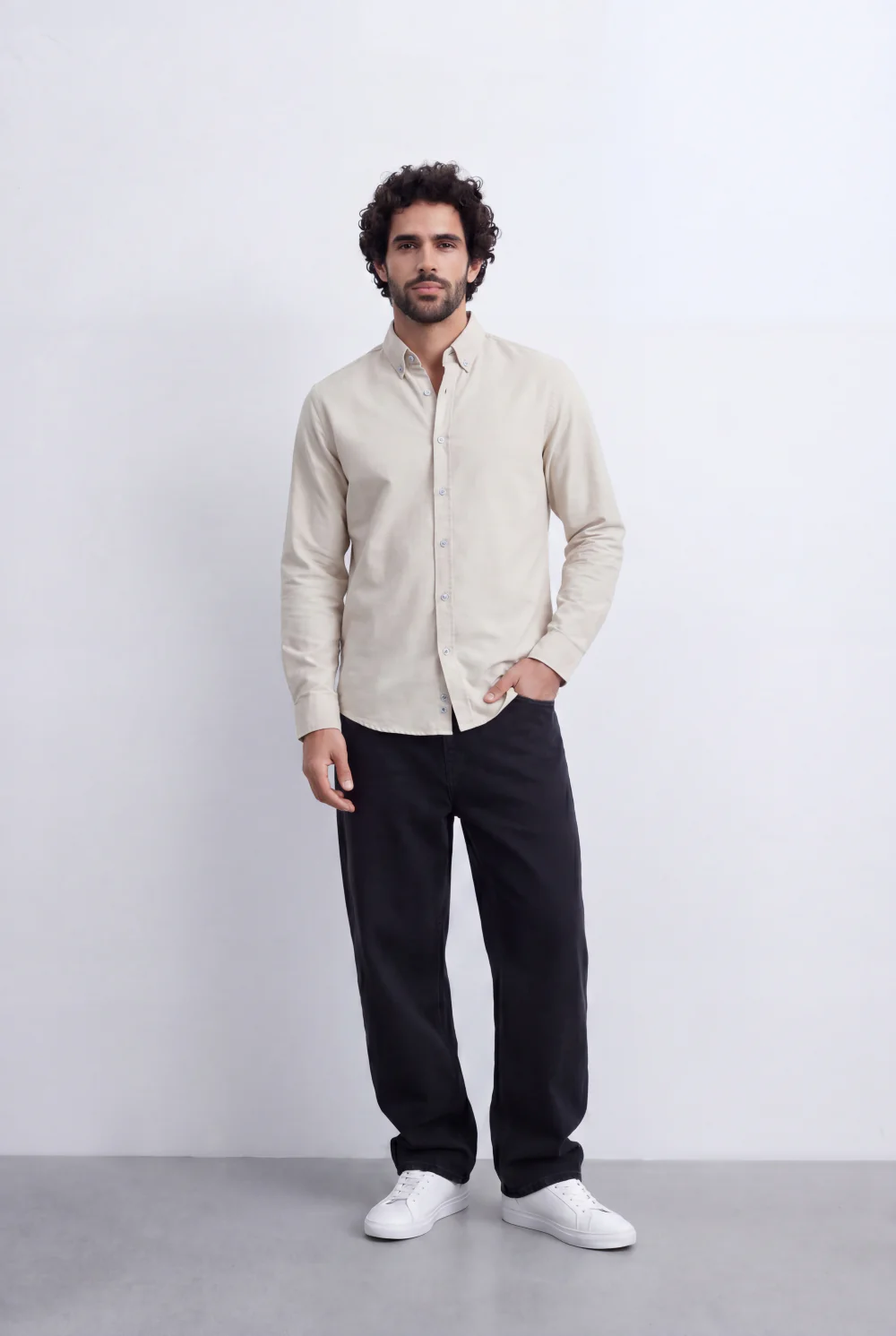 Men's Slim Fit Long Sleeve Button-Down Shirt Minimal Tomato Store Clean Design Smart Everyday Essential - Image 3
