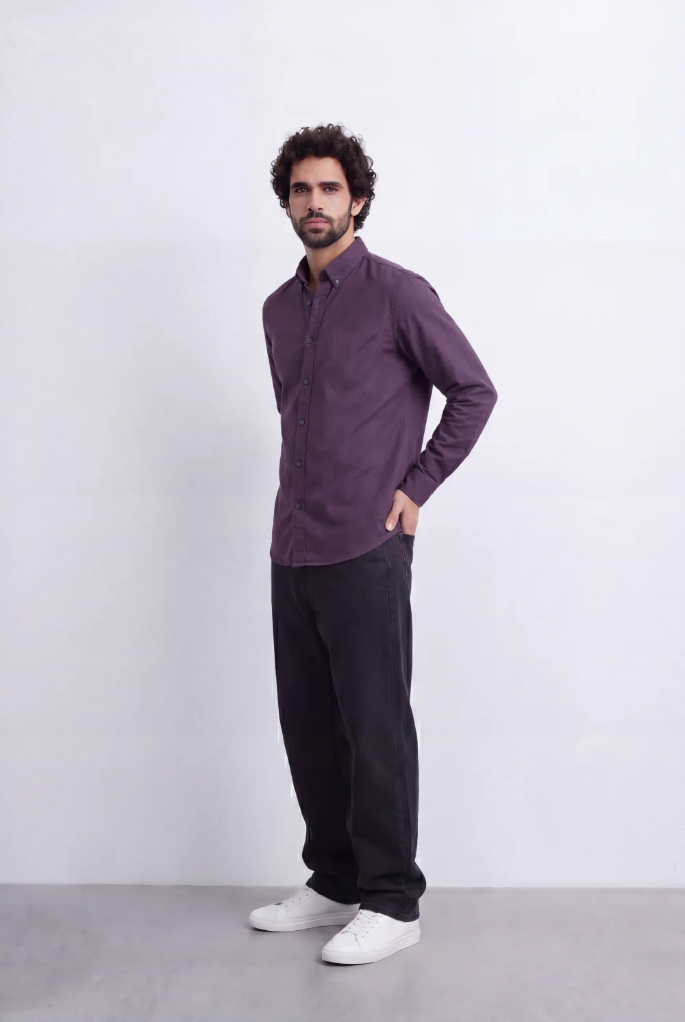 Men's Slim Fit Long Sleeve Button-Down Shirt Minimal Tomato Store Clean Design Smart Everyday Essential - Image 32