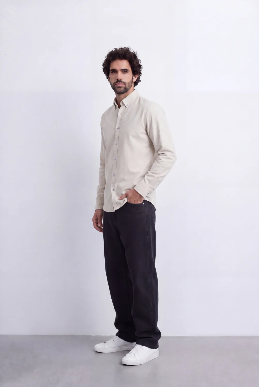 Men's Slim Fit Long Sleeve Button-Down Shirt Minimal Tomato Store Clean Design Smart Everyday Essential - Image 4