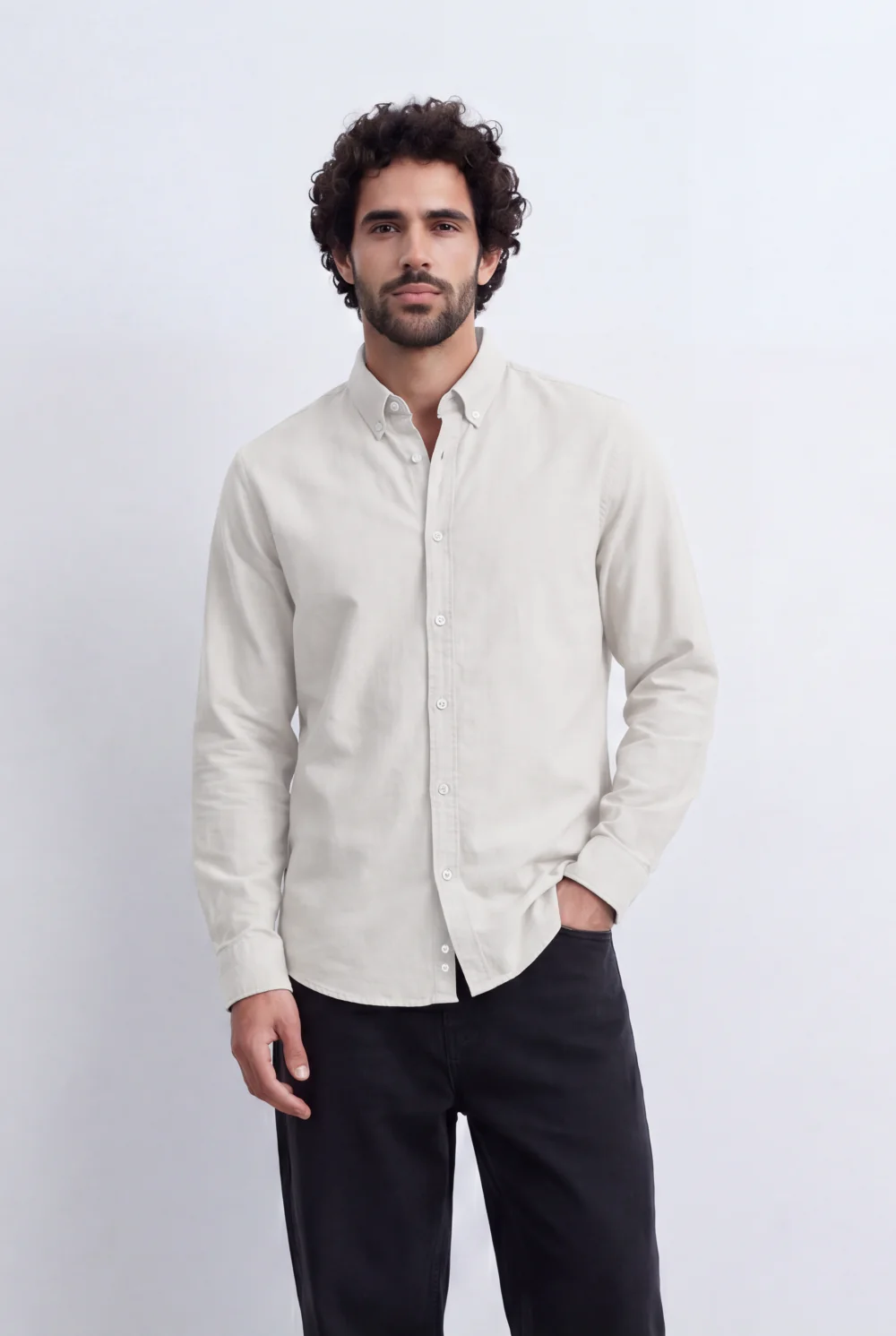 Men's Slim Fit Long Sleeve Button-Down Shirt Minimal Tomato Store Clean Design Smart Everyday Essential - Image 9