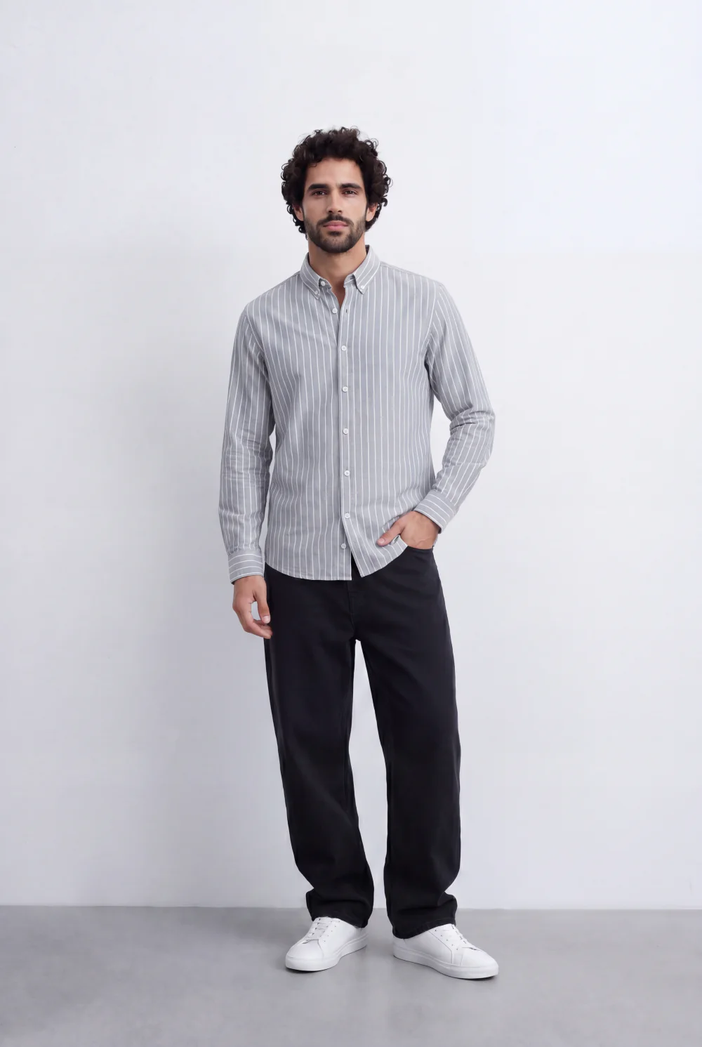 Men's Slim Fit Long Sleeve Striped Shirt Tomato Store Classic Button-Down Smart Casual Everyday Style - Image 11