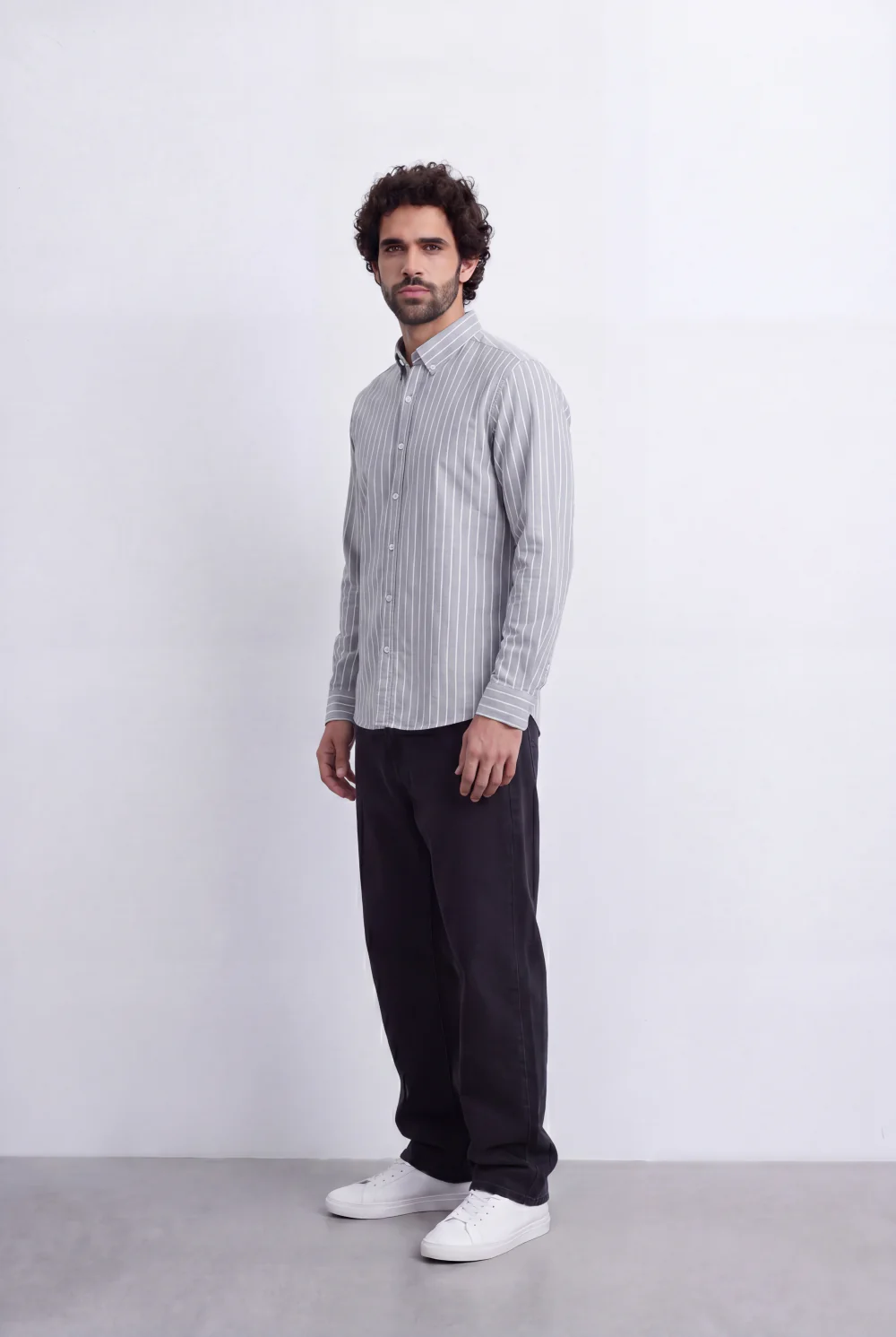 Men's Slim Fit Long Sleeve Striped Shirt Tomato Store Classic Button-Down Smart Casual Everyday Style - Image 12