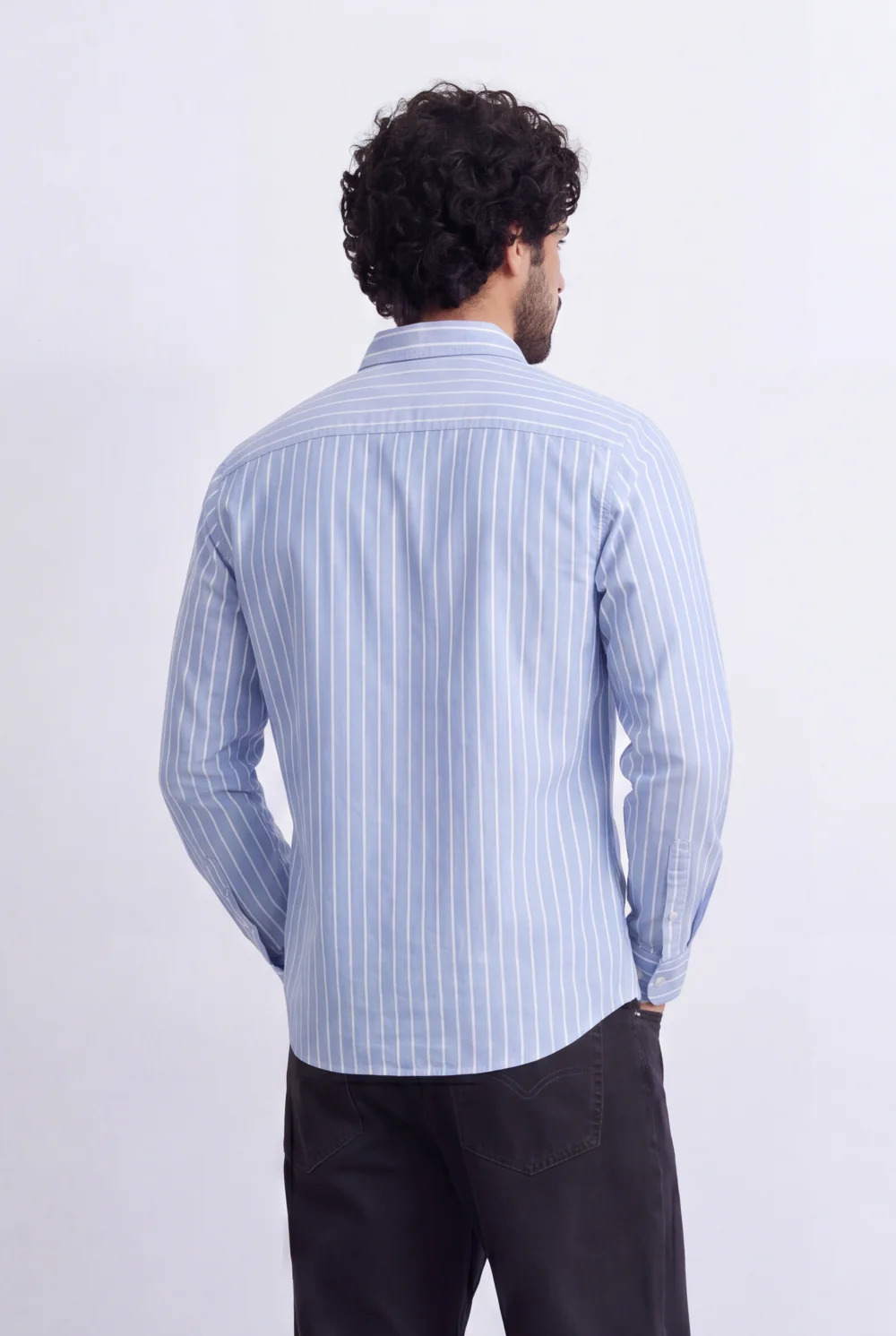 Men's Slim Fit Long Sleeve Striped Shirt Tomato Store Classic Button-Down Smart Casual Everyday Style - Image 14