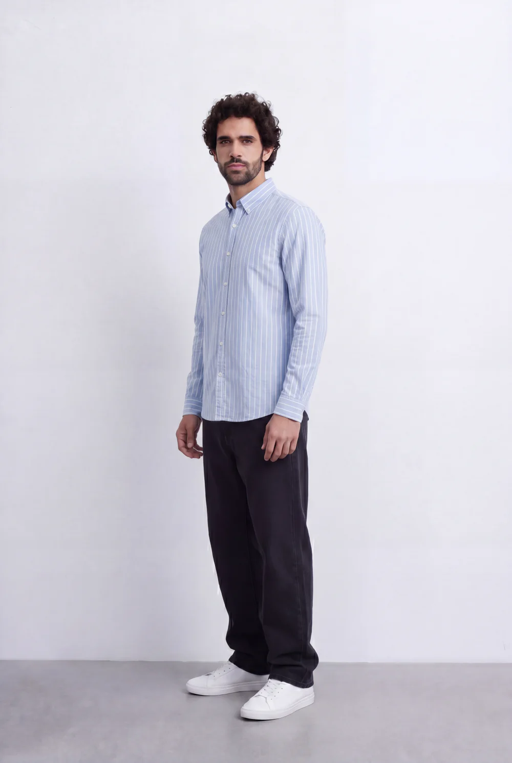 Men's Slim Fit Long Sleeve Striped Shirt Tomato Store Classic Button-Down Smart Casual Everyday Style - Image 15