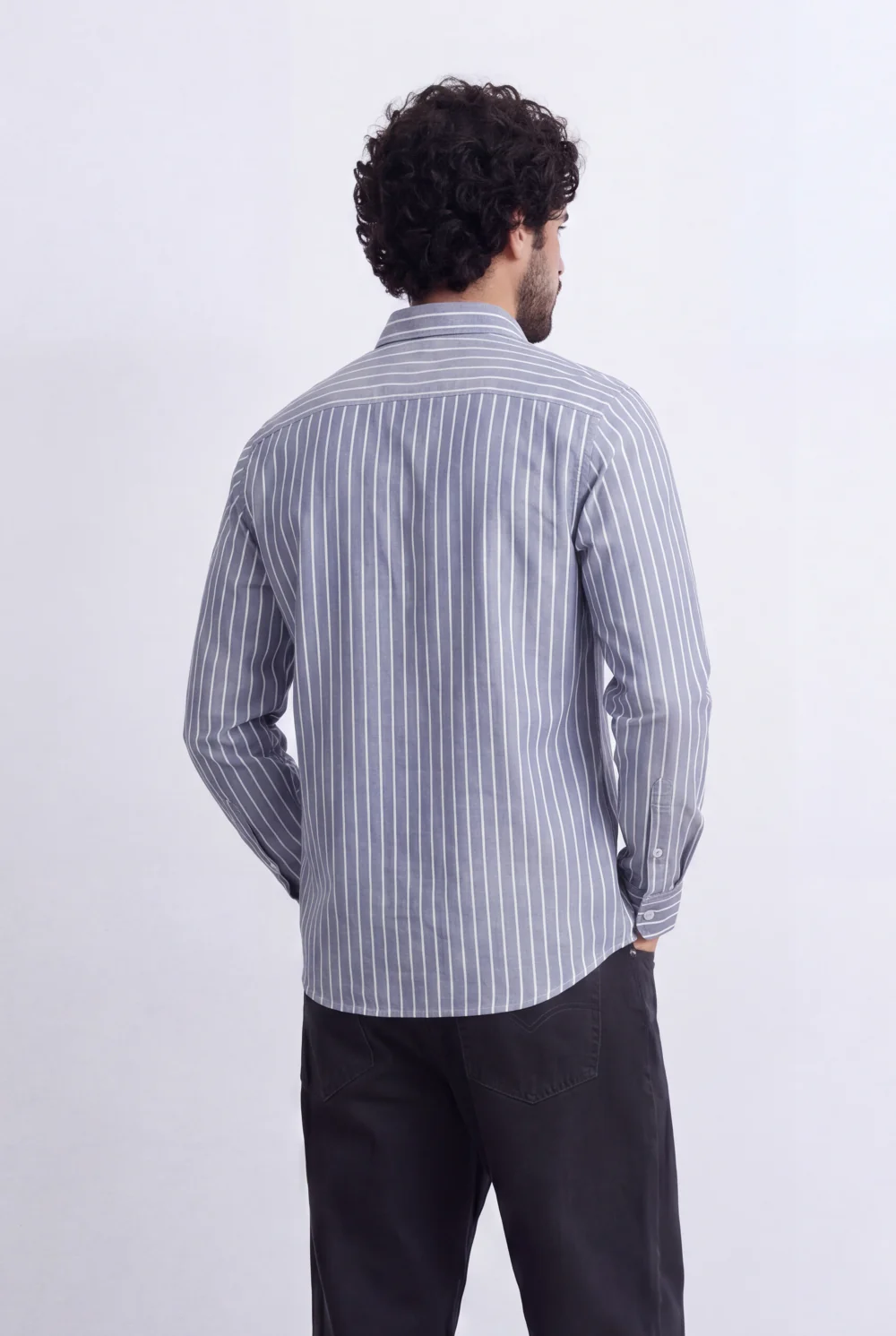Men's Slim Fit Long Sleeve Striped Shirt Tomato Store Classic Button-Down Smart Casual Everyday Style - Image 18